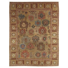 Tapis persan oriental ancien Bakshaish, fabriqué à la main en brun clair, bleu et rouge