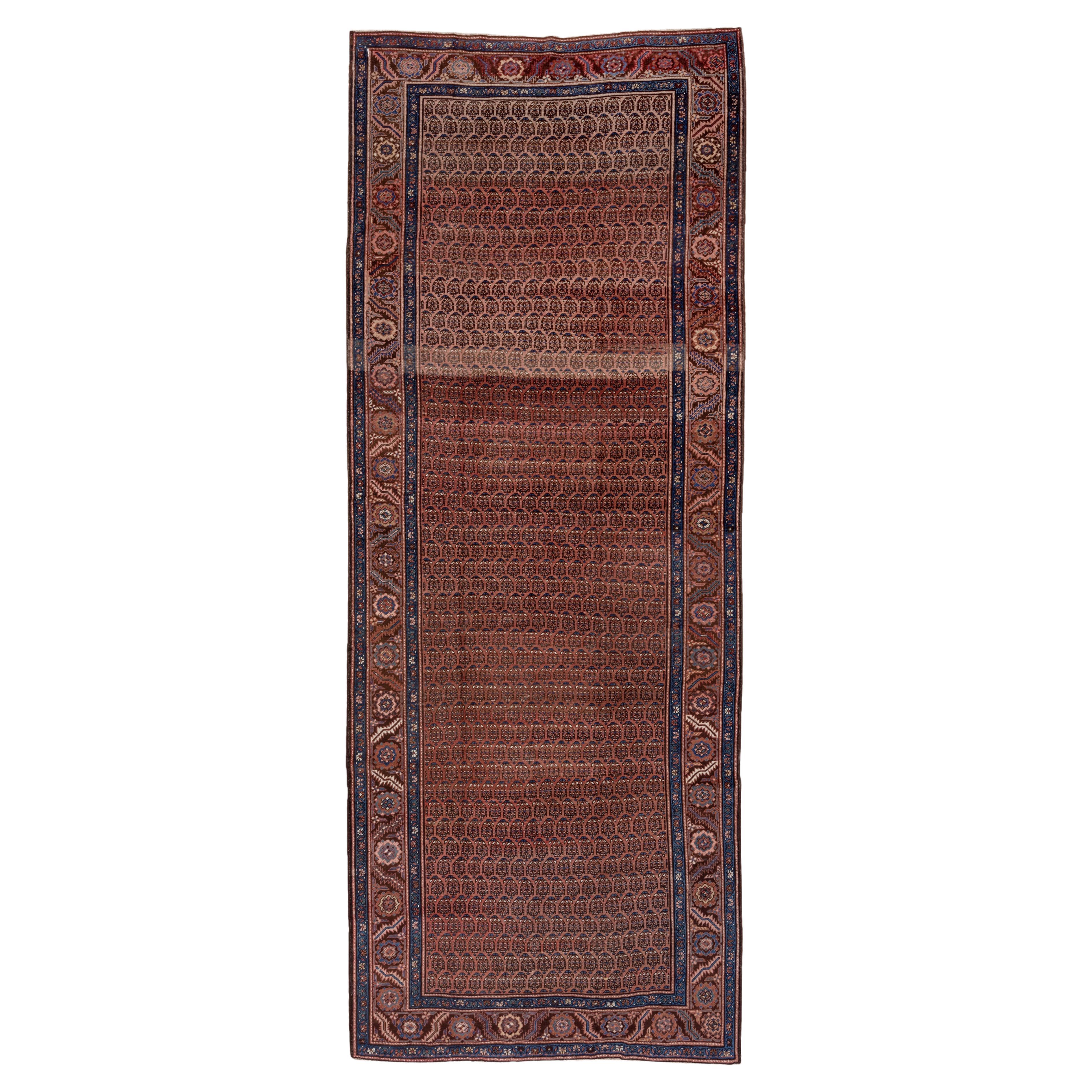 Antique Bakshayesh Heriz Long Carpet, Camel Toned Field 