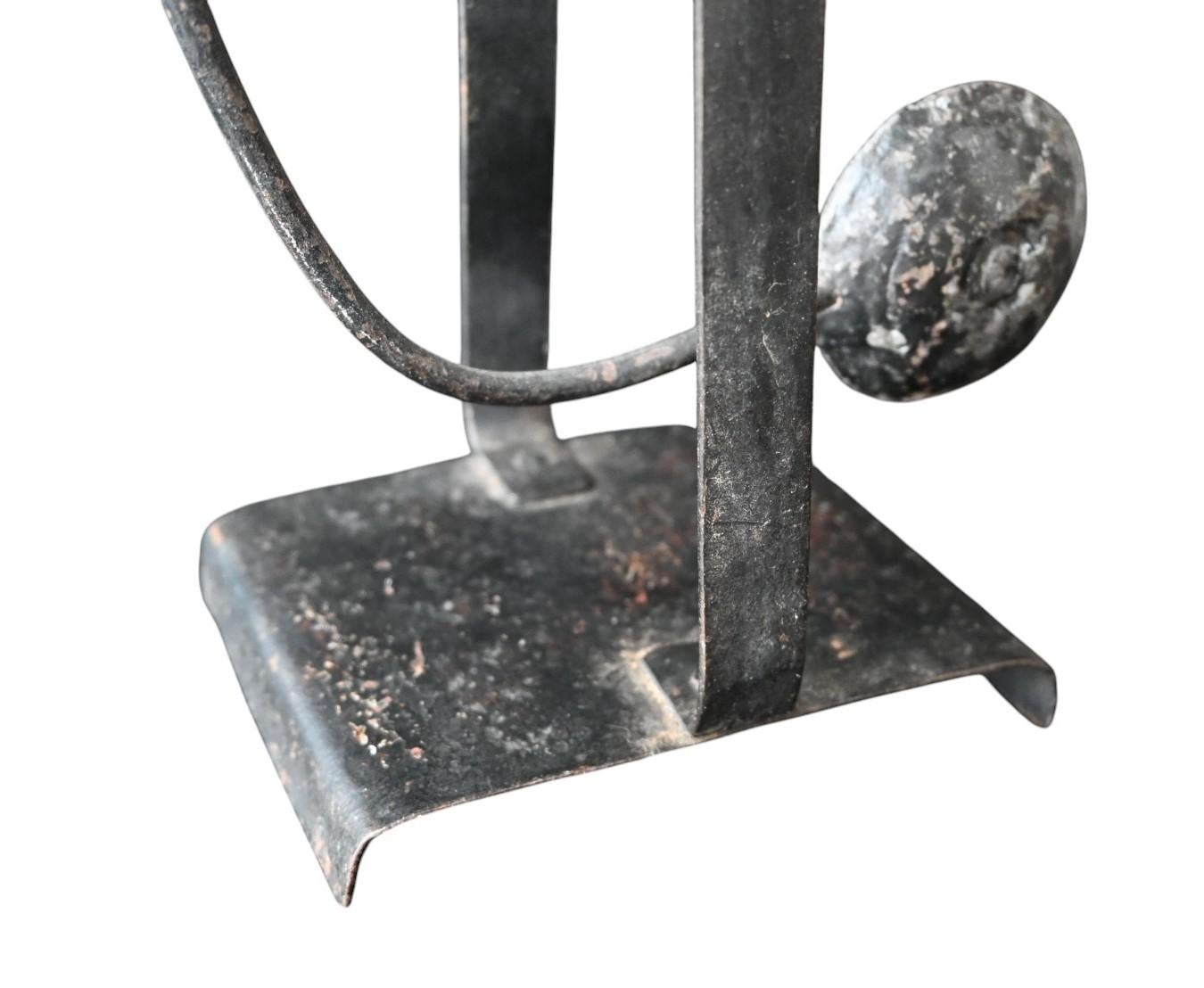Folk Art Antique balance toy Galloping Cowboy Moving , handpainted forged iron, 19th C. For Sale