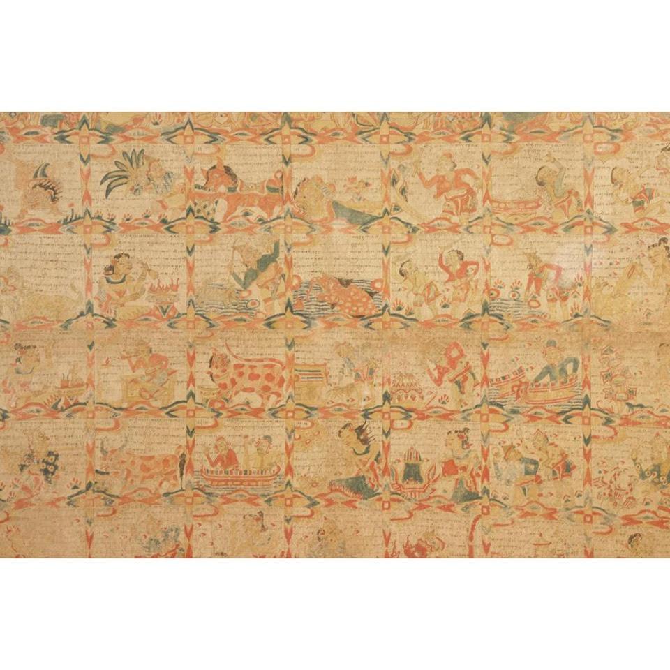 Antiker Balinesischer Kalender, Palelintangan, Kamasan, Bali, frühes 20. Jahrhundert (Volkskunst) im Angebot