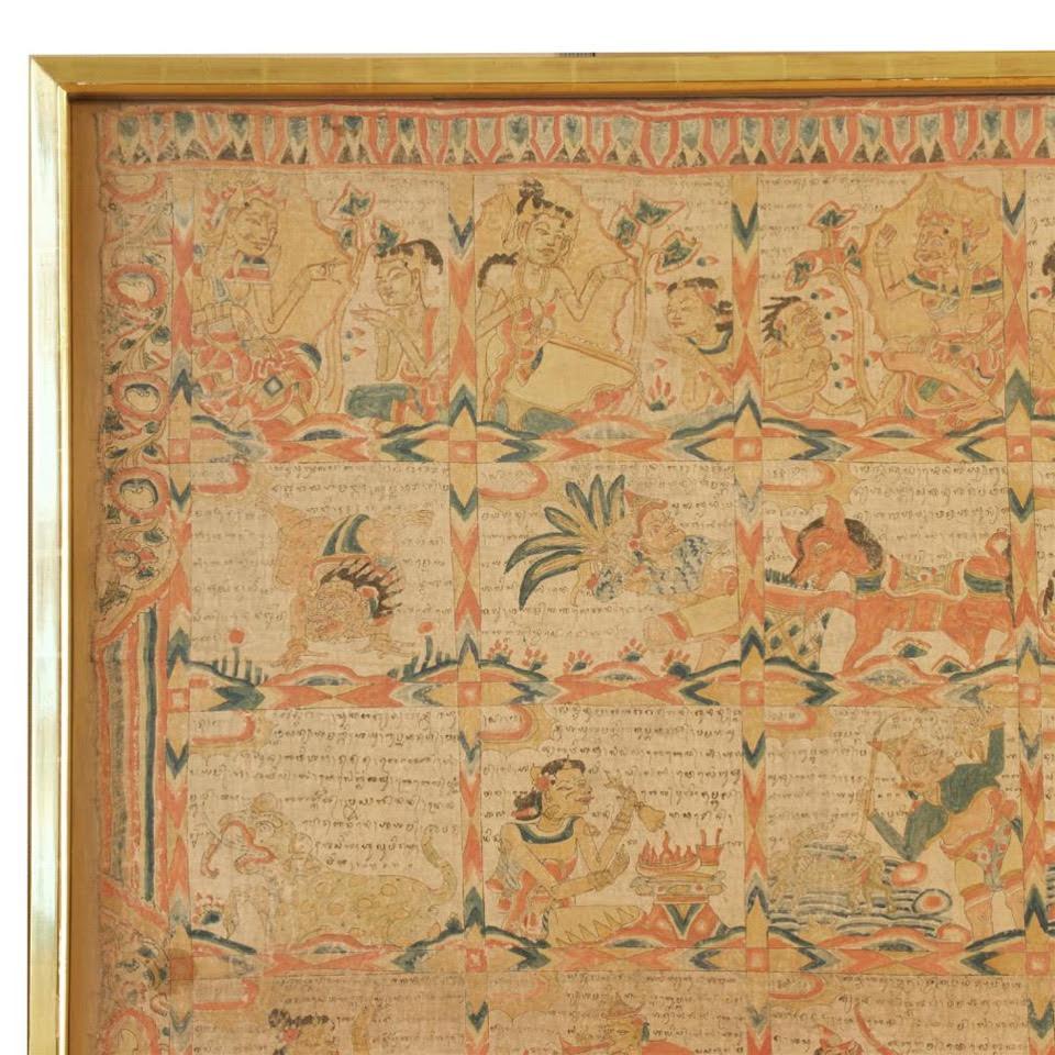 Antiker Balinesischer Kalender, Palelintangan, Kamasan, Bali, frühes 20. Jahrhundert (Batik) im Angebot