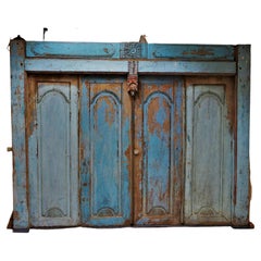 Antique Balinese Carved Doors in Azur Blue, Bali
