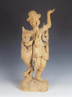 Antique Balinese Hand-Carved Sculpture of a Young Dancer