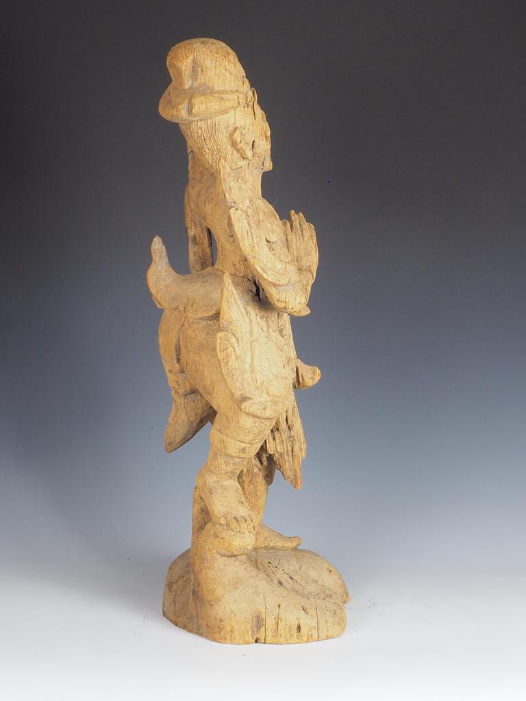 19th Century Antique Balinese Hand-Carved Sculpture of a Young Dancer For Sale