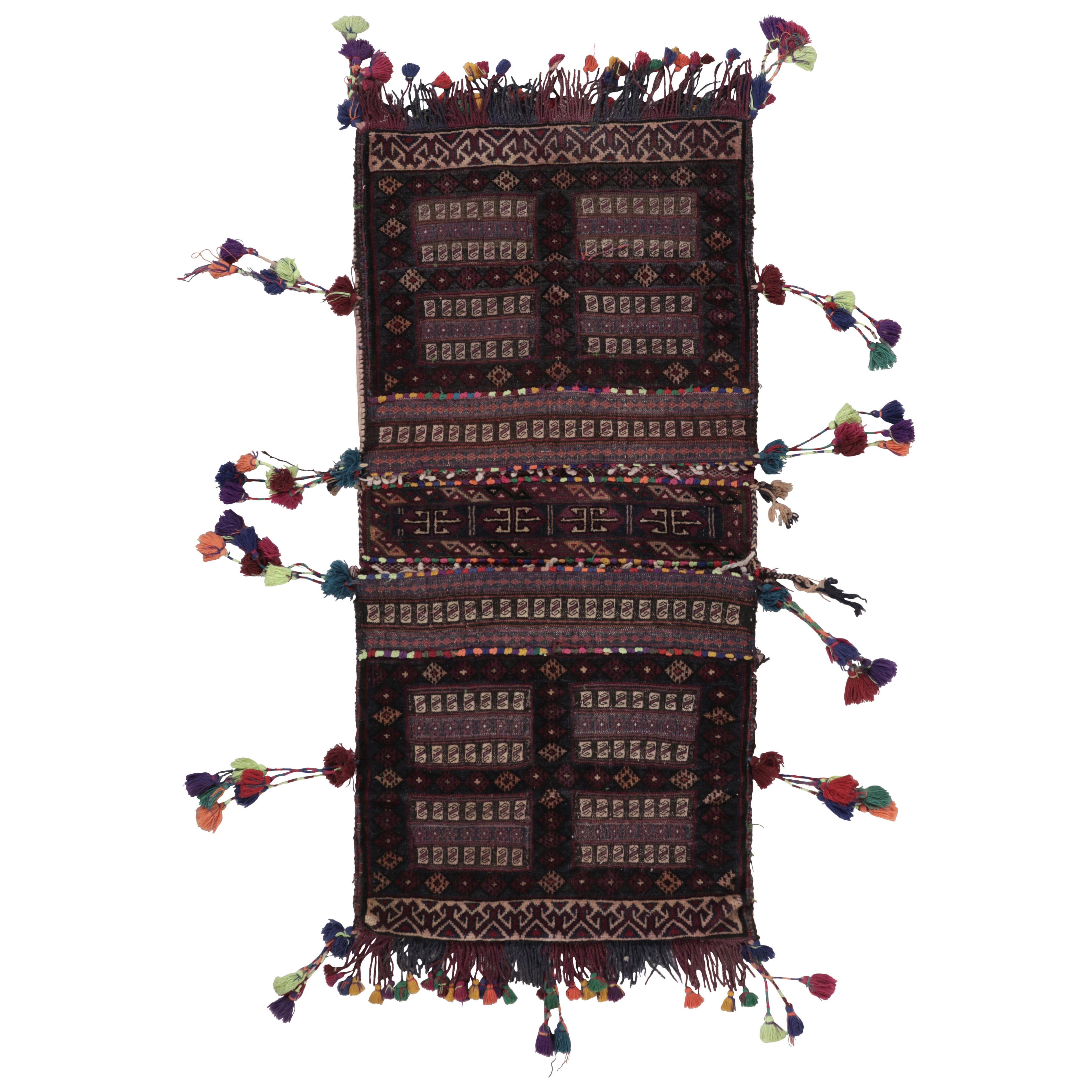 Textile tribal ancien Balisht à motifs géométriques polychromes - Rug & Ki