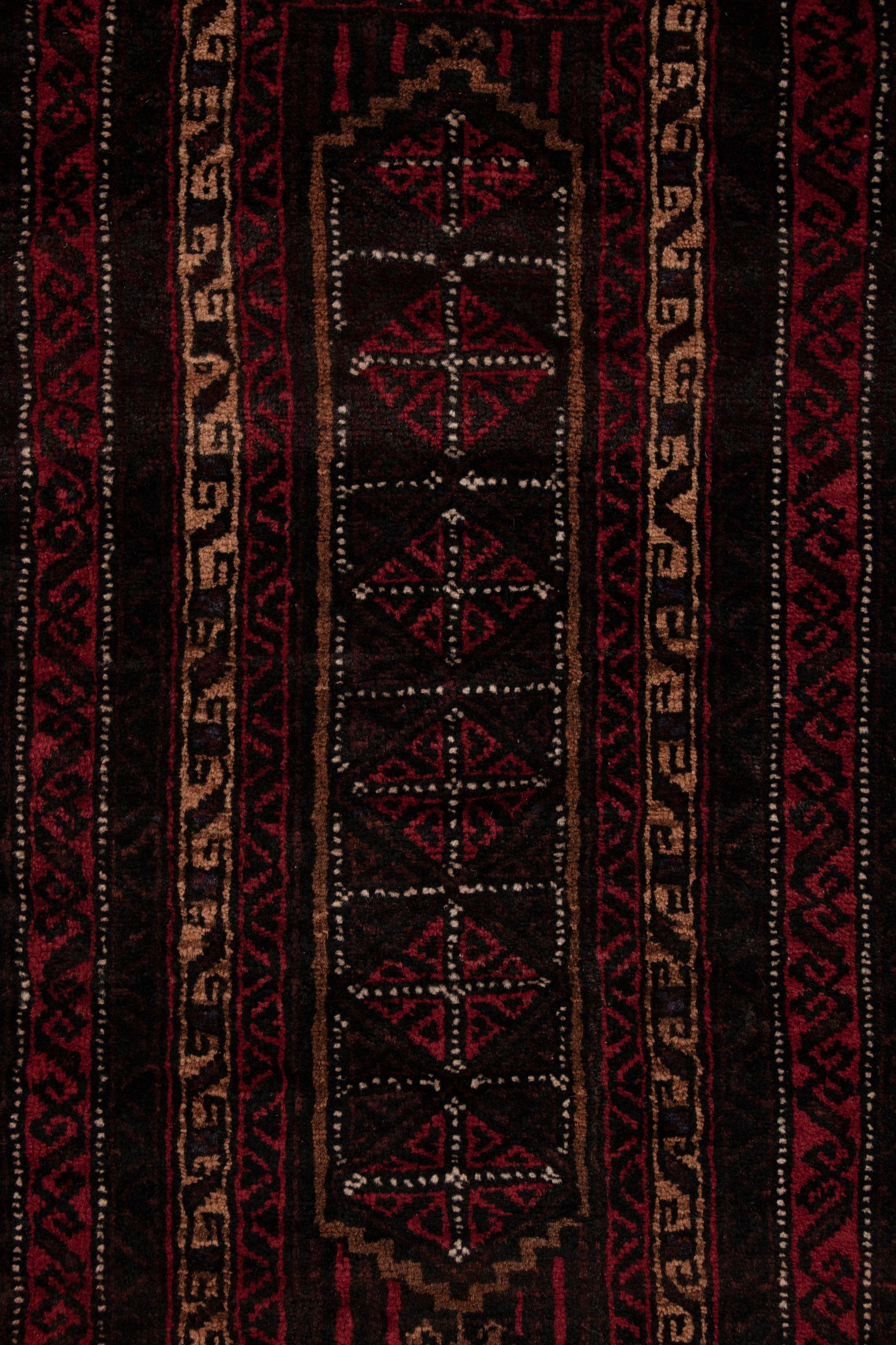 Noué à la main Textile tribal ancien Balisht Motifs géométriques polychromes - Rug & Kilim en vente
