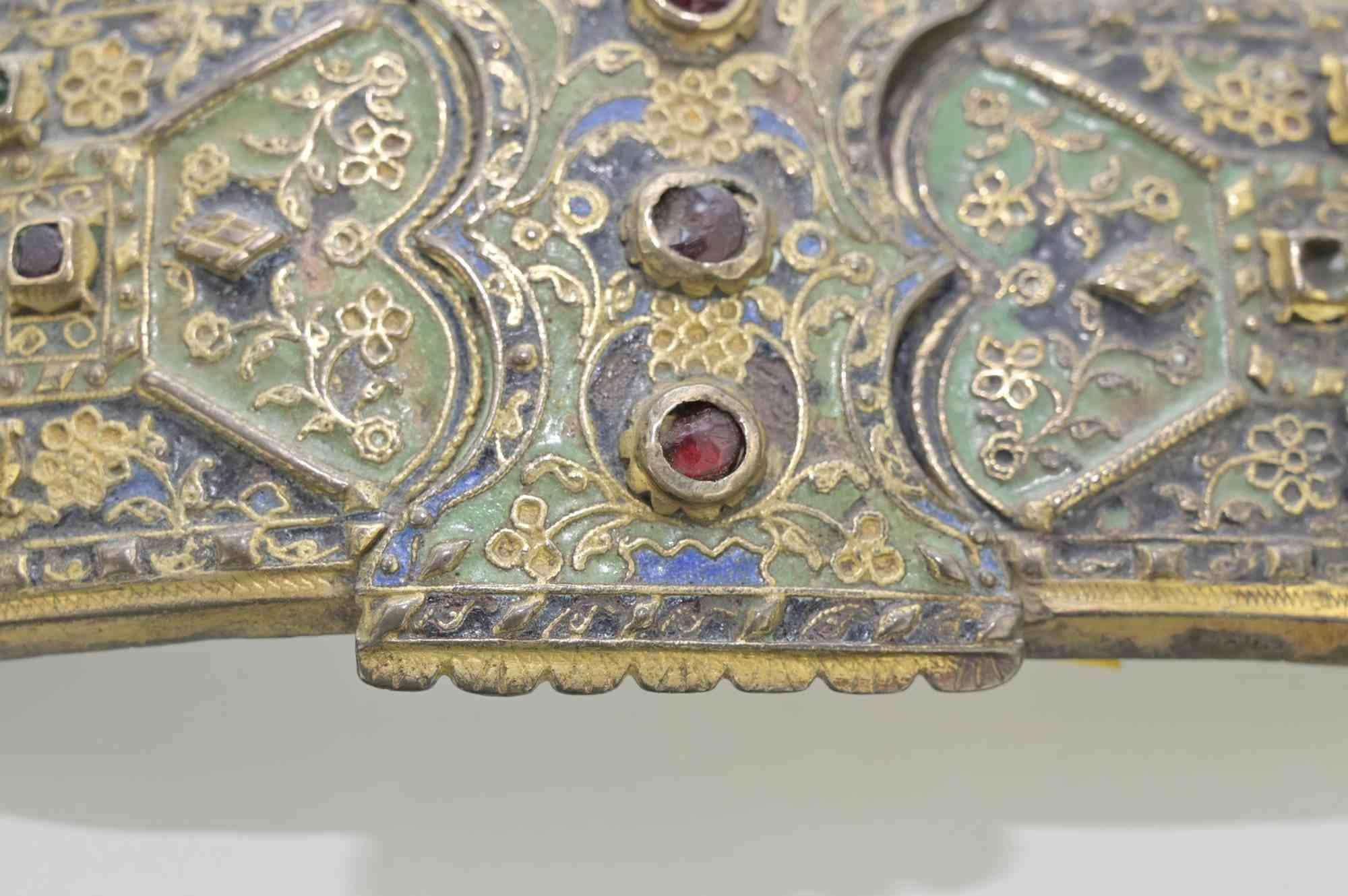 Bulgare Ancienne boucle de mariage émaillée des Balkans, Grèce, 19e siècle en vente
