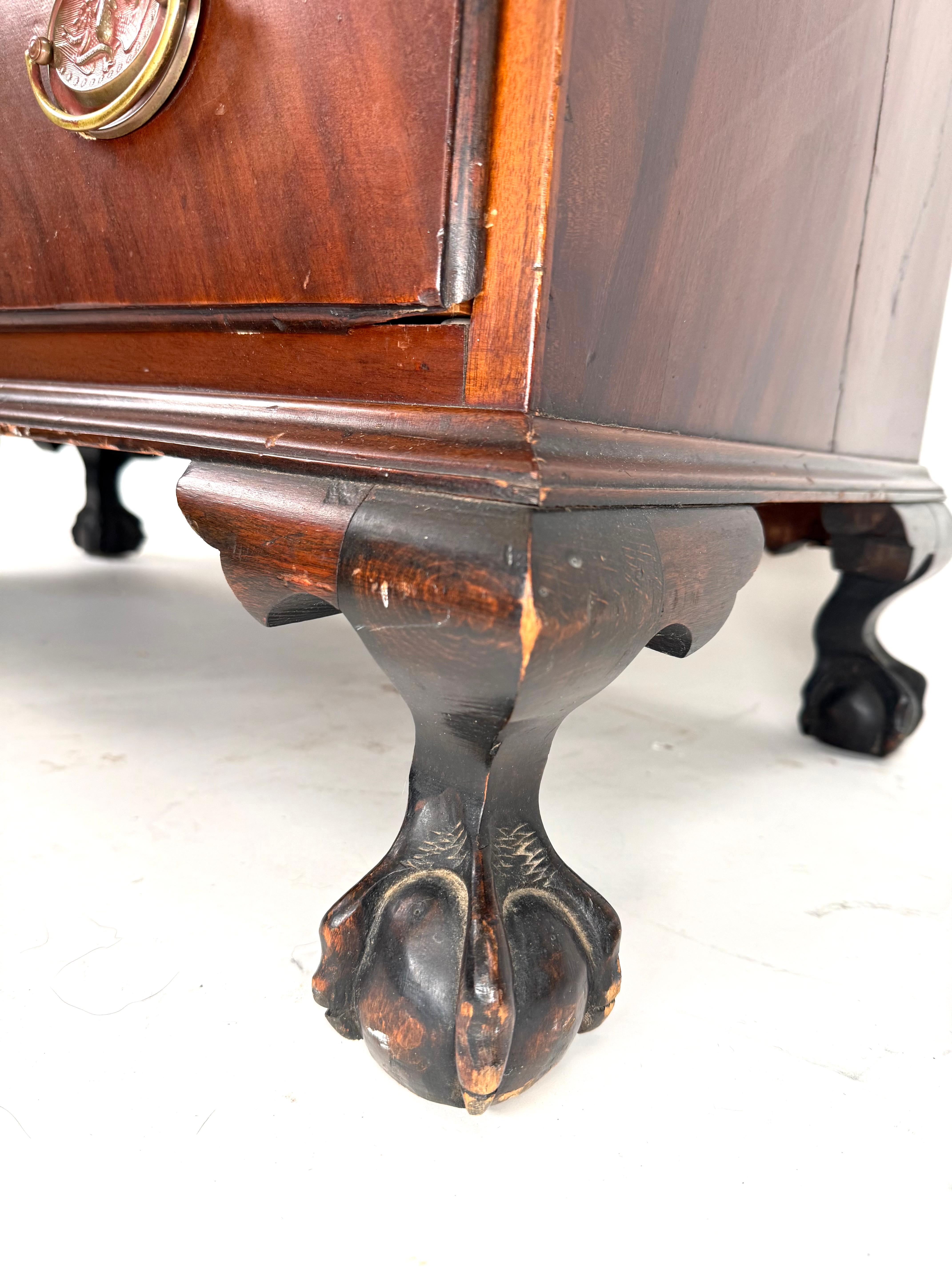 American Antique Ball and Claw Mahogany Chest For Sale