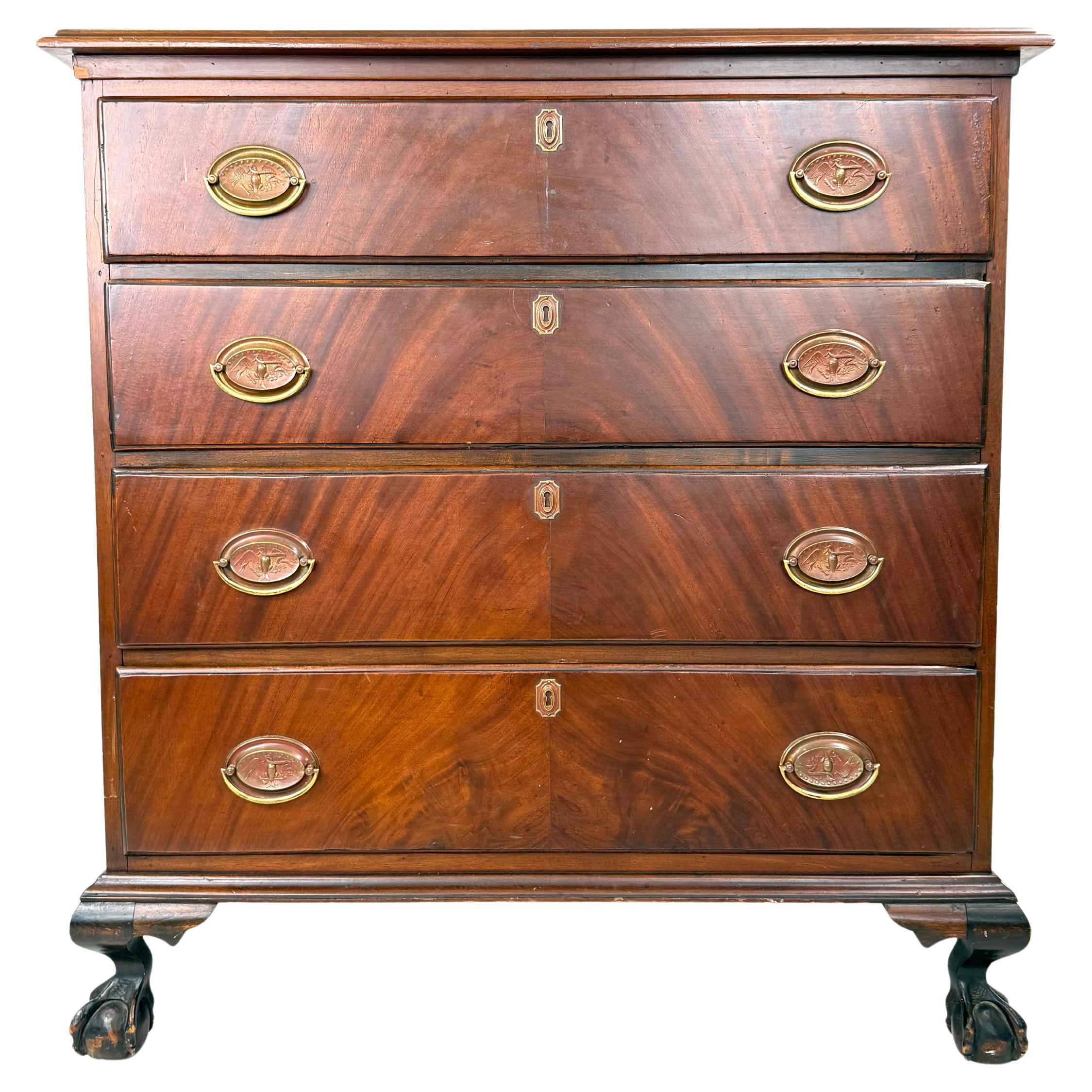 Antique Ball and Claw Mahogany Chest For Sale
