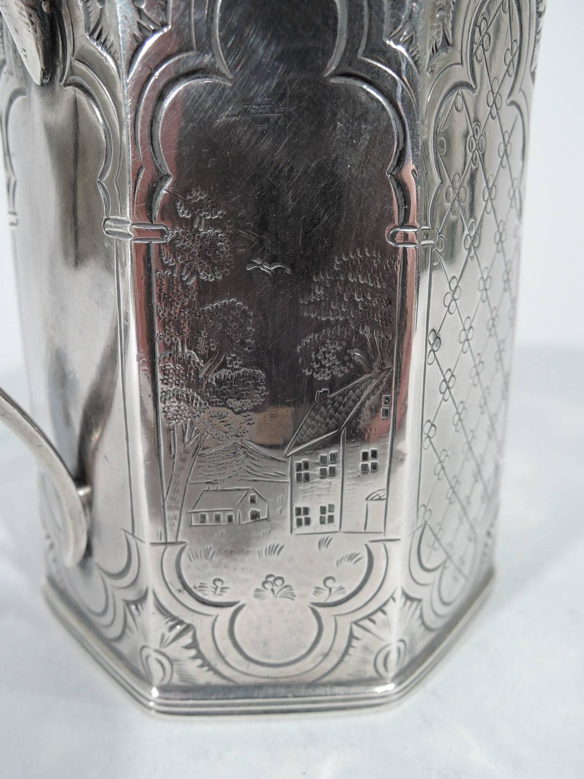 19th Century Antique Ball, Tompkins and Black Coin Silver Pastoral Baby Cup