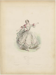 Antique Ballet Prints Compilation with Delicate Rococo Costumes, circa 1860