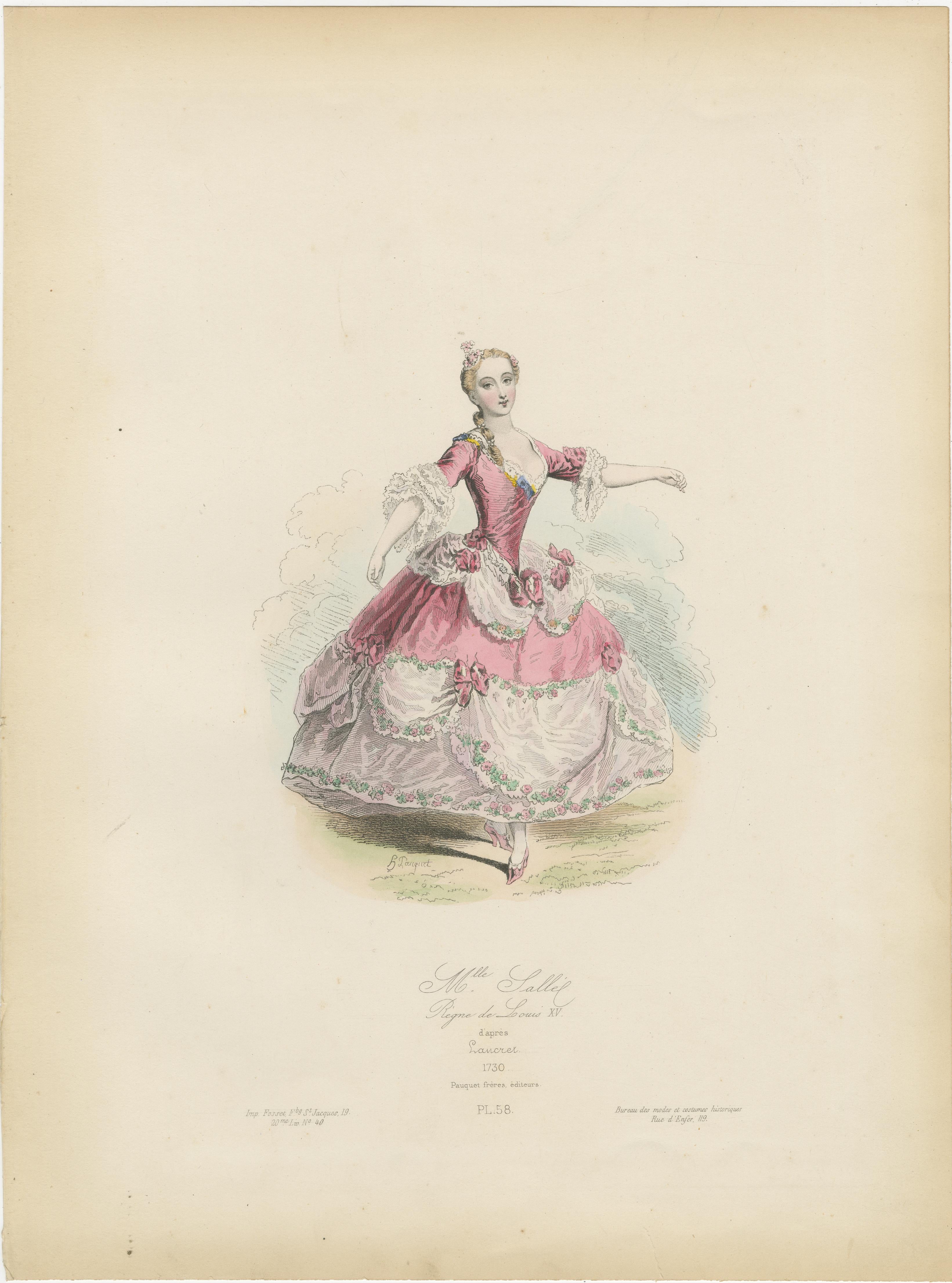 Antike Ballettdrucke mit zarten Rokoko-Kostümen, um 1860 im Zustand „Gut“ im Angebot in Langweer, NL