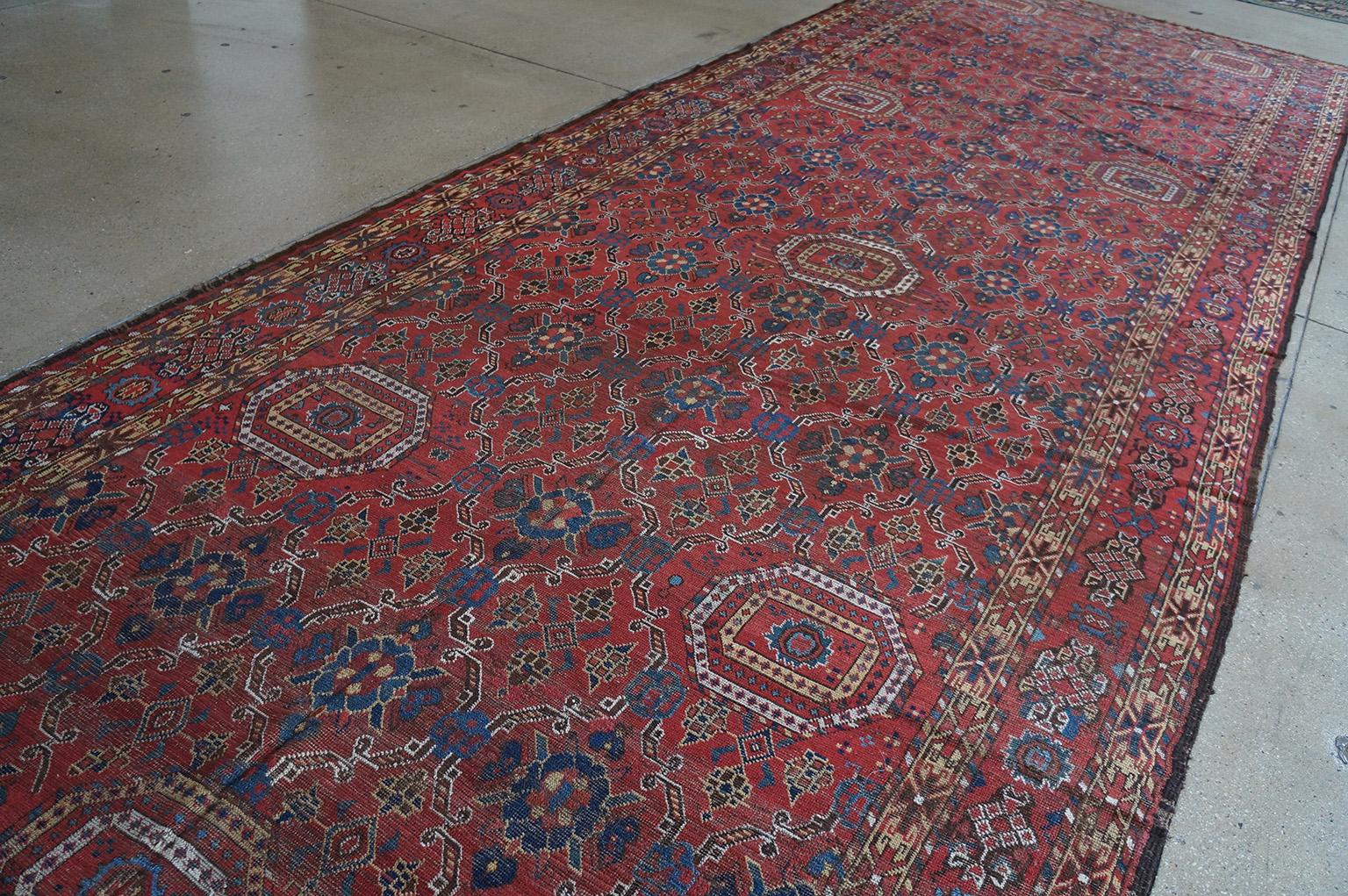 Hand-Knotted Mid-19th Century Central Asian Beshir Gallery Carpet ( 6'7