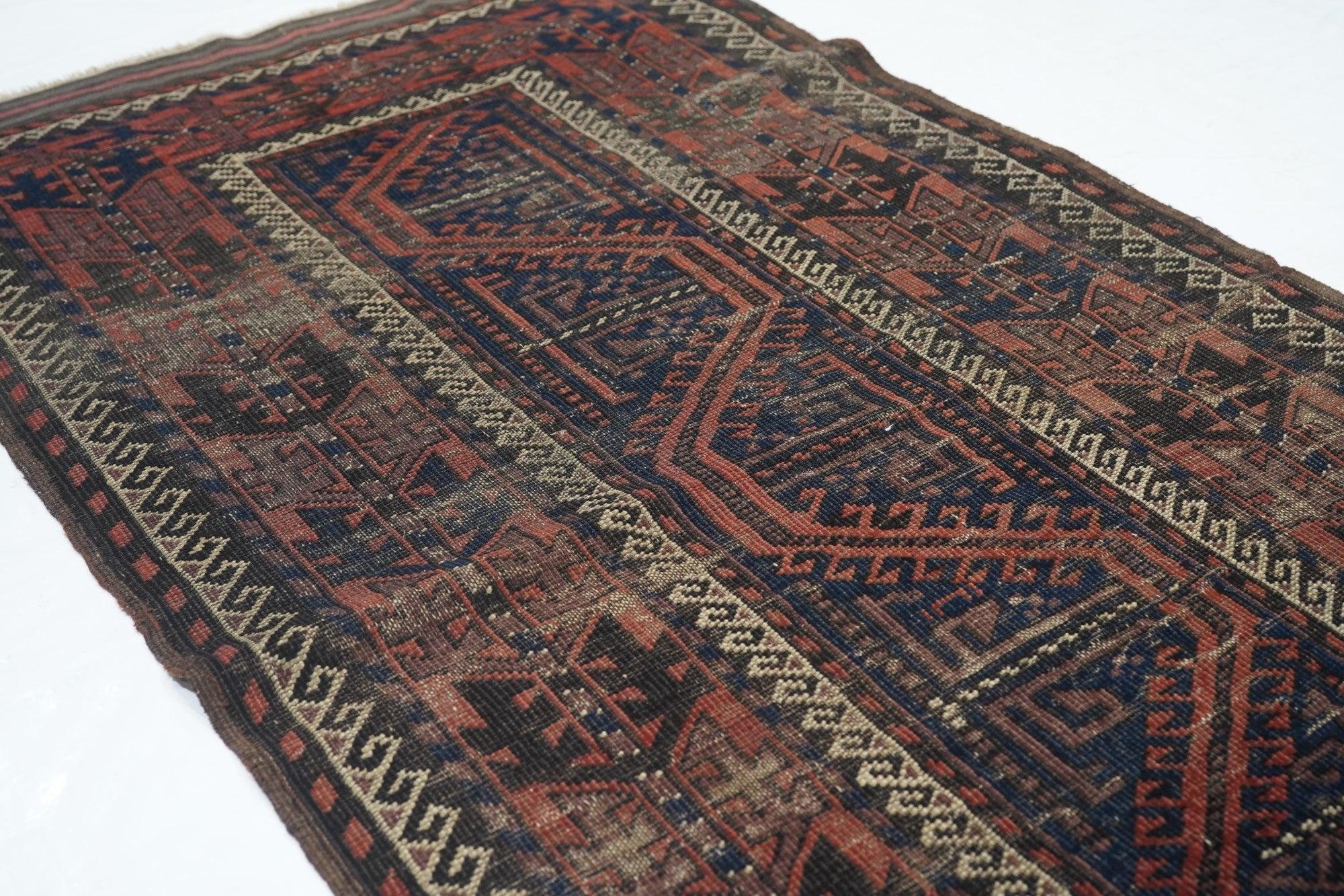 Wool Antique Balouch Rug 2'10'' x 5'7'' For Sale