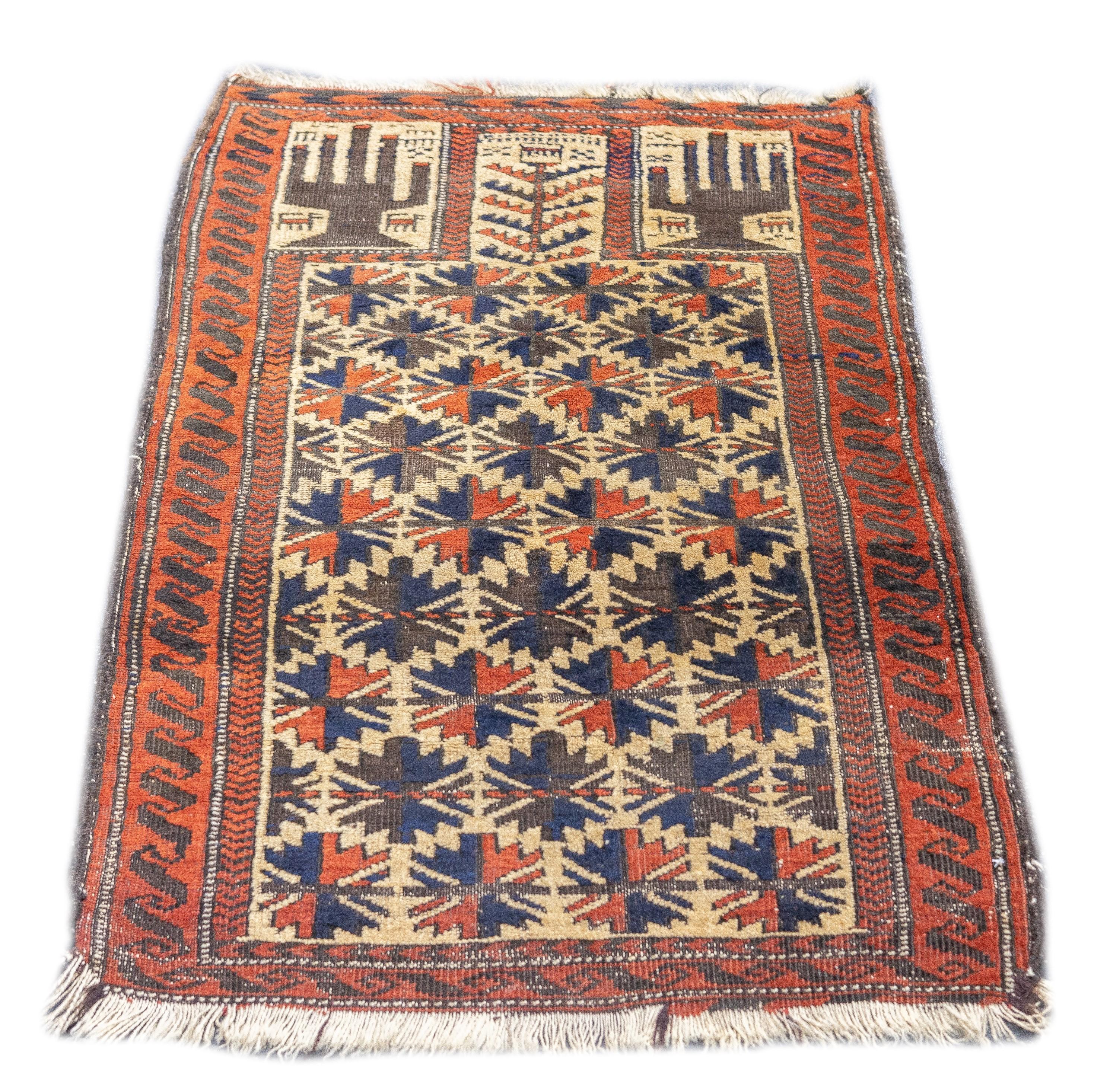 Laine Tapis Balouch antique 2'3'' x 2'11'' en vente