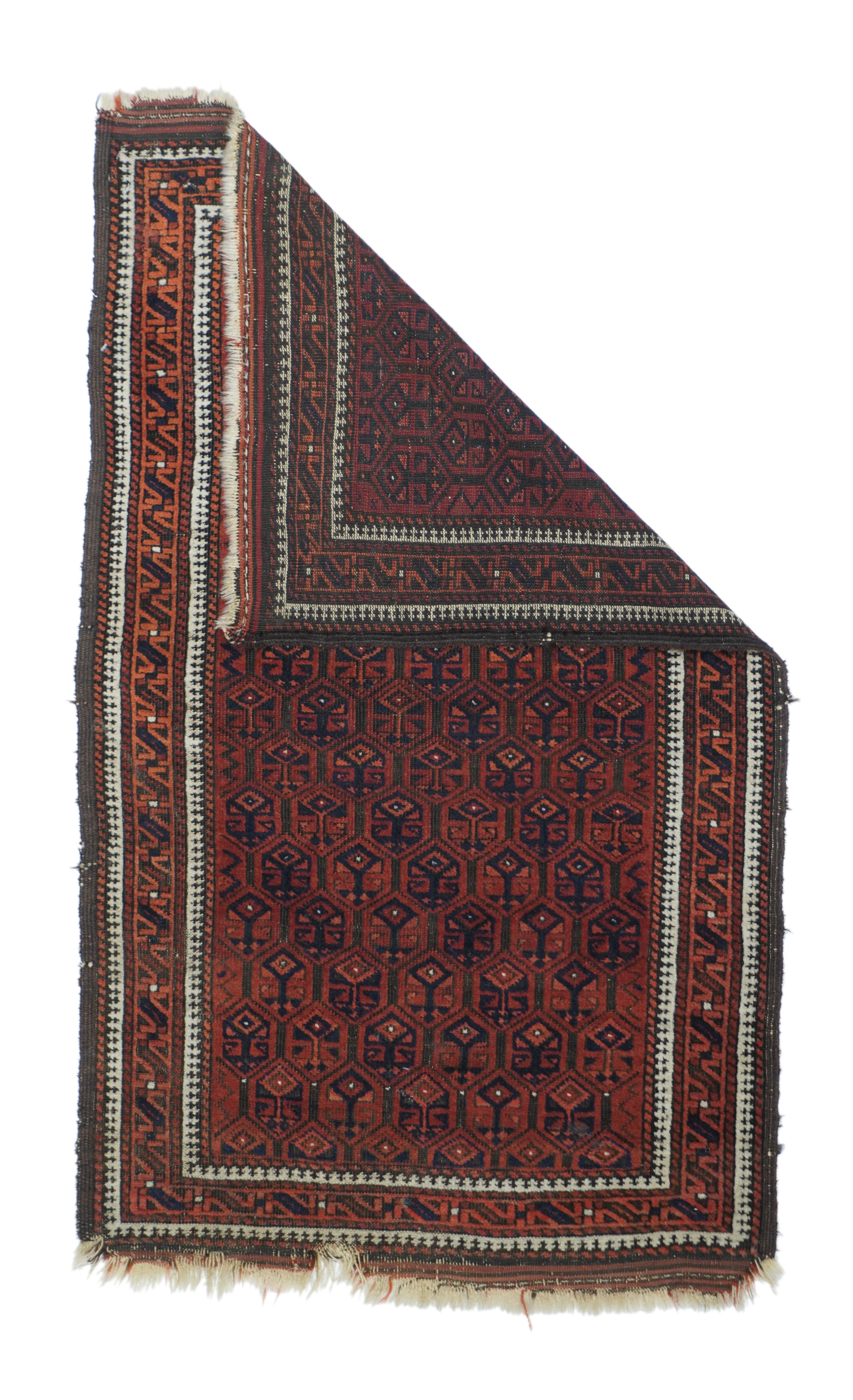 Antique Balouch rug 2'8'' x 4'.