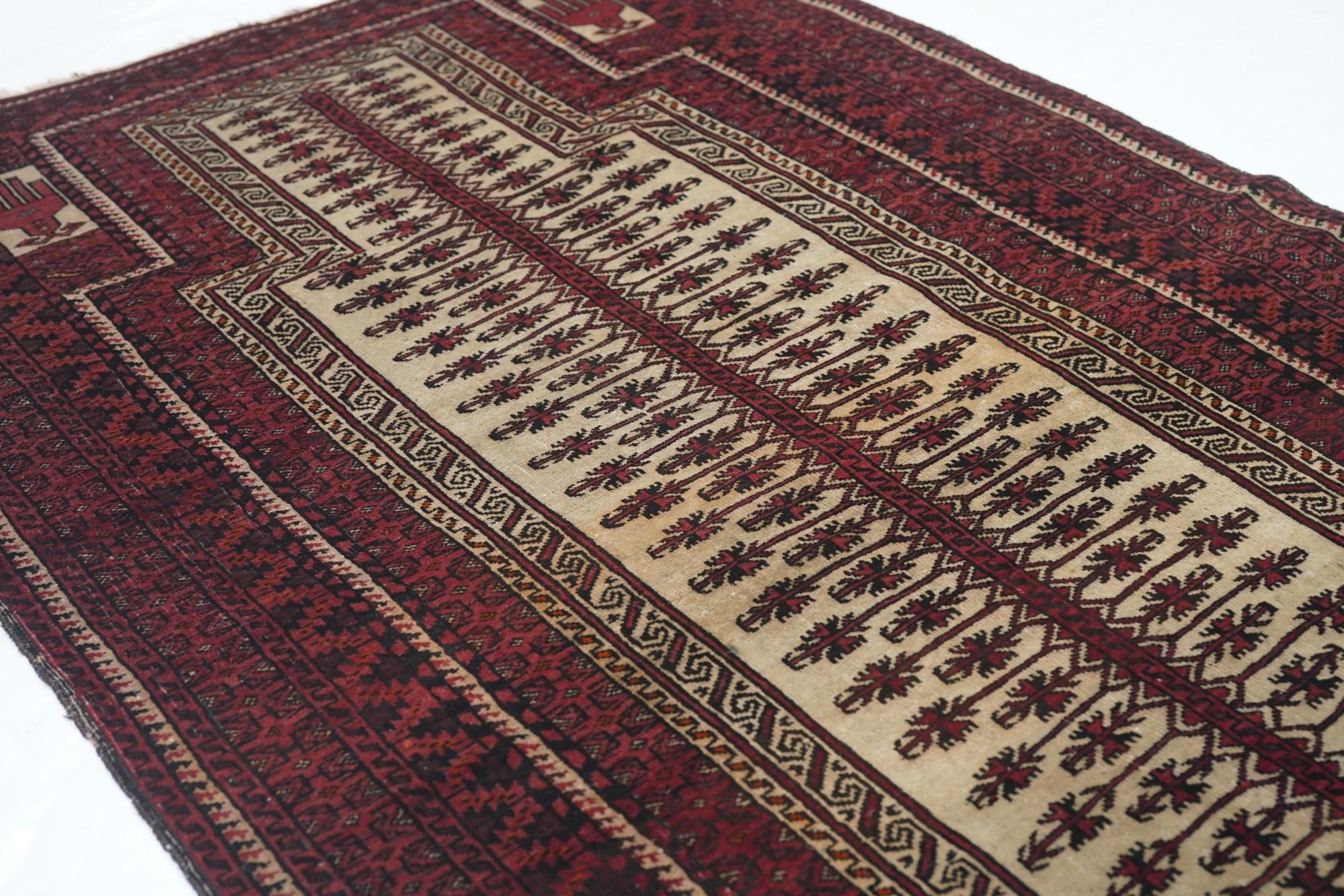 Wool Antique Balouch Rug 3'3'' x 5'1'' For Sale