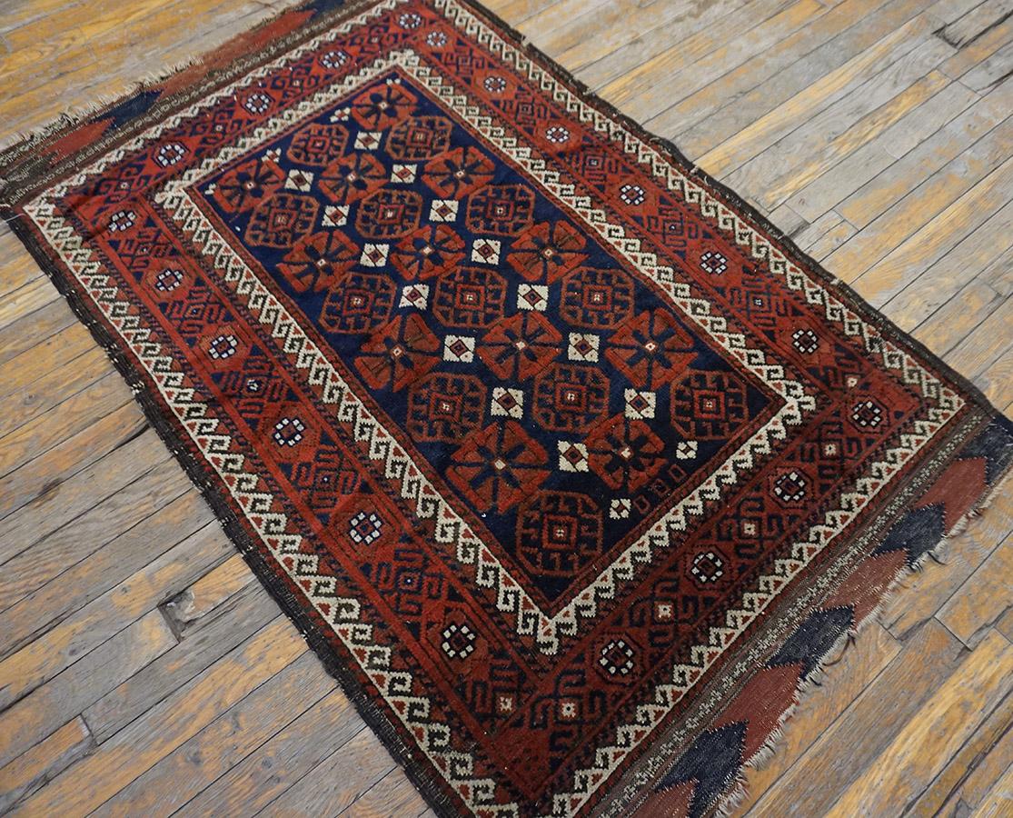 Antiker Balouch Turkman Teppich, Größe: 3' 0'' x4' 9''