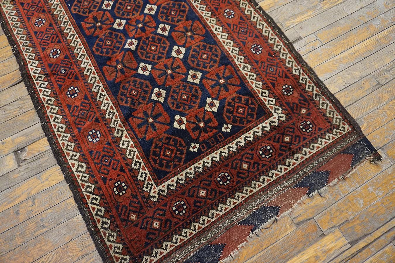 Antiker Balouch Turkman-Teppich 3' 0'' x4' 9'' (Persisch) im Angebot