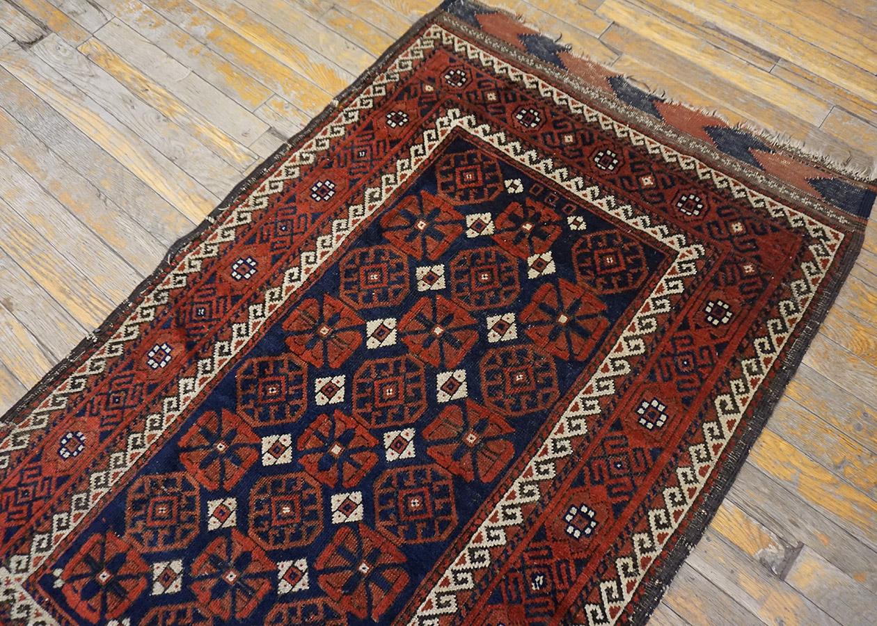 Antiker Balouch Turkman-Teppich 3' 0'' x4' 9'' (Handgeknüpft) im Angebot