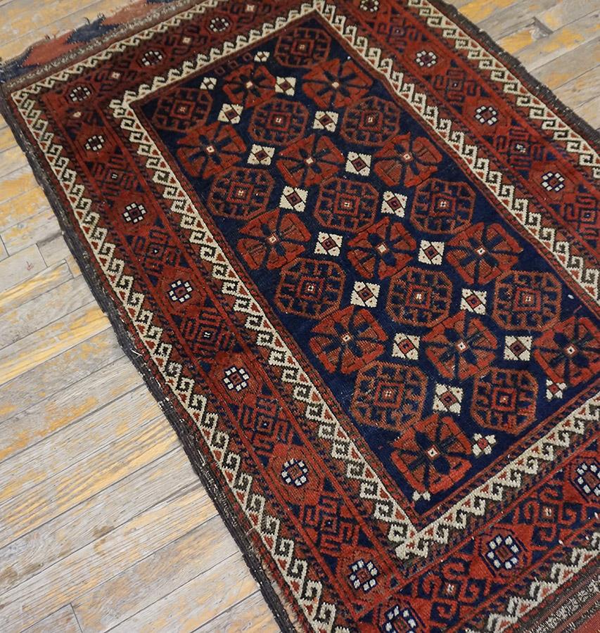 Antiker Balouch Turkman-Teppich 3' 0'' x4' 9'' im Zustand „Gut“ im Angebot in New York, NY