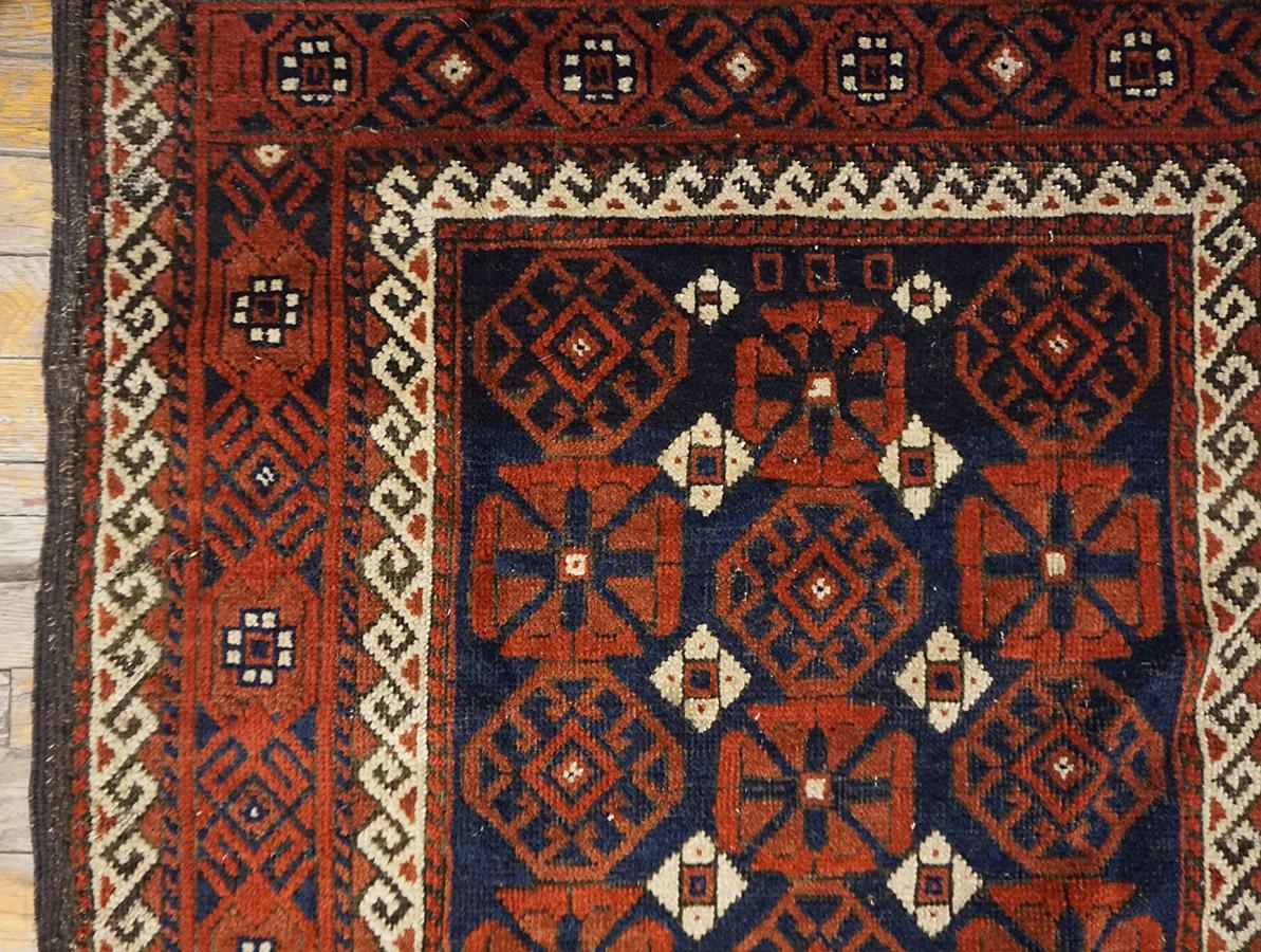 Antiker Balouch Turkman-Teppich 3' 0'' x4' 9'' (Ende 19. Jahrhundert) im Angebot