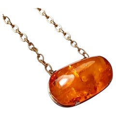 Antique Baltic Amber Brooch Pendant Necklace