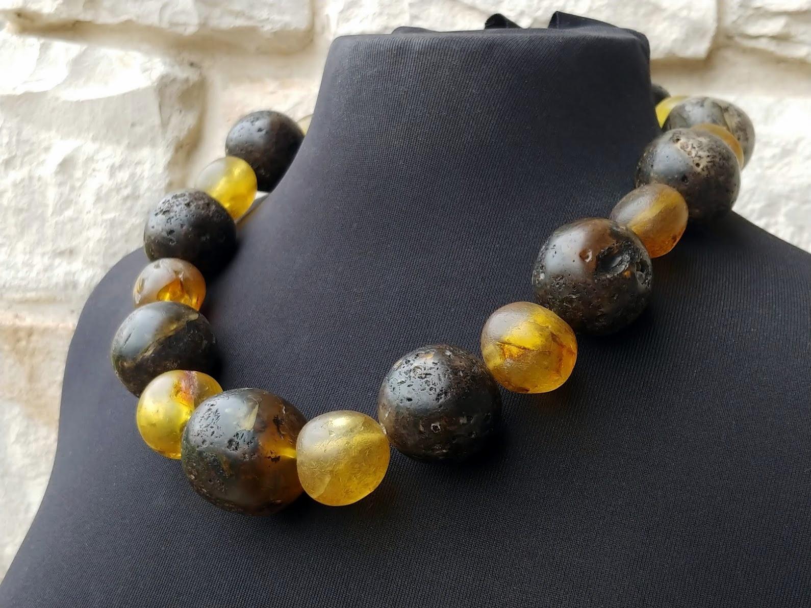 Bead Antique Baltic Amber Necklace, 229gr, circa the 1900s For Sale