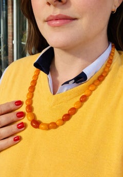 Antique Baltic Butterscotch Amber Bead Necklace, circa 1920s–1940s