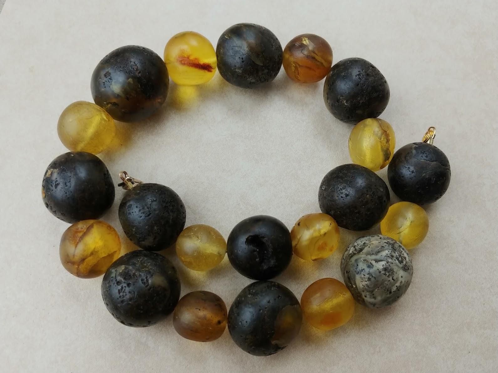 Antique Baltic Raw Chunky Amber Necklace For Sale 6