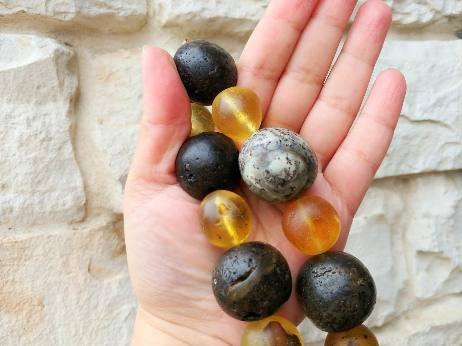 Antique Baltic Raw Chunky Amber Necklace For Sale 4