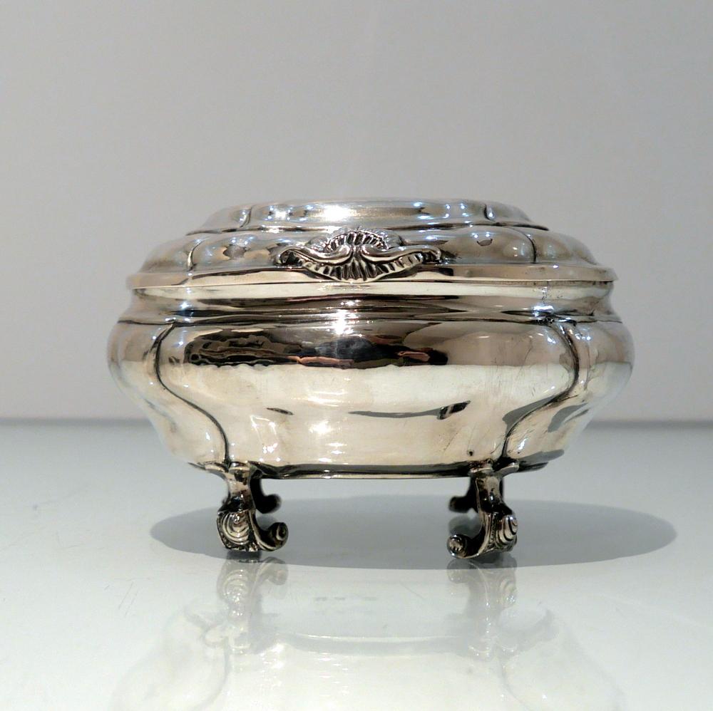 Mid-18th Century Antique Baltic Silver Oval Sugar Box Reval circa 1750 'maker AOB?' For Sale