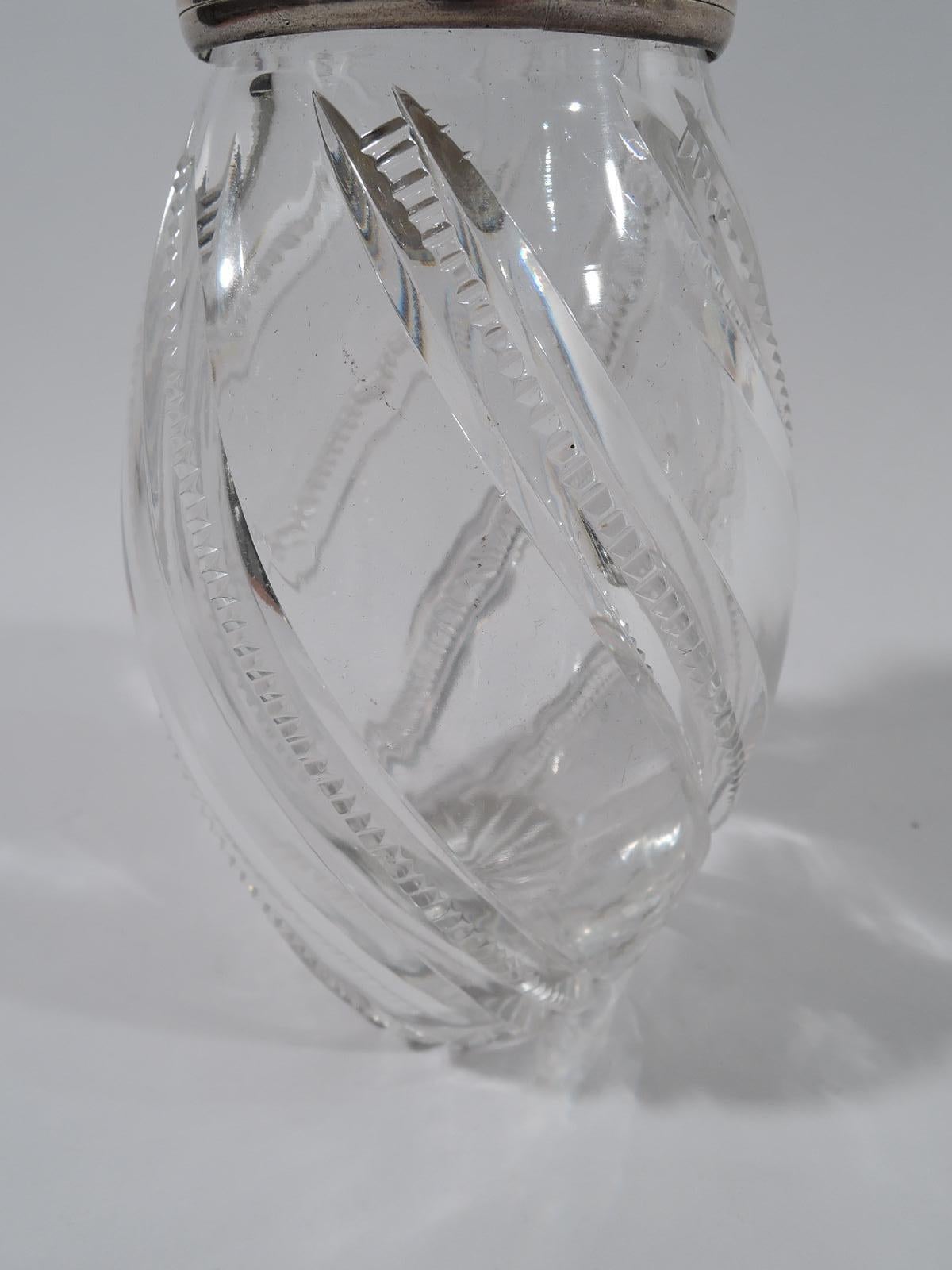 American Antique Baltimore Cut-Glass and Sterling Silver Sugar Caster