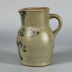 Antike Baltimore Peter Herman Blau dekoriert Steingut Batter Kanne:: um 1850