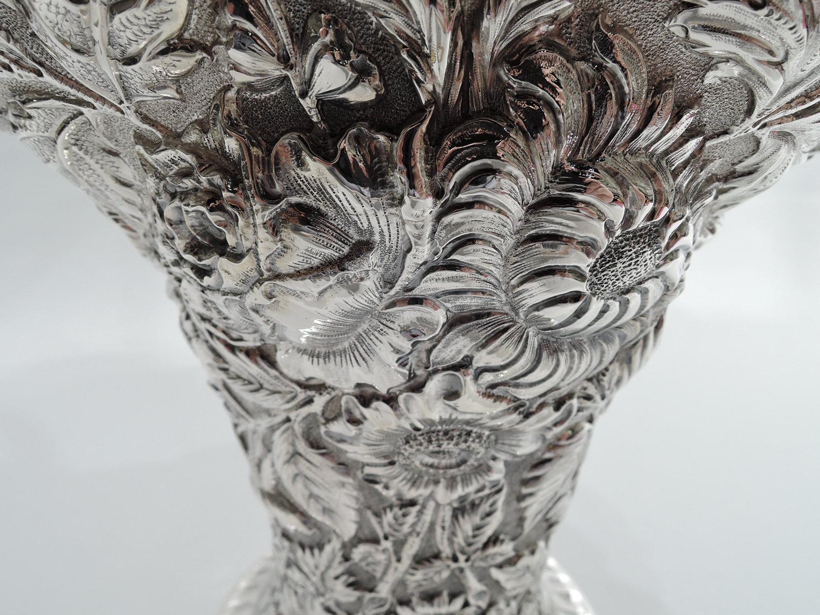 Antique Baltimore Repousse Sterling Silver Flower Basket by Stieff 3