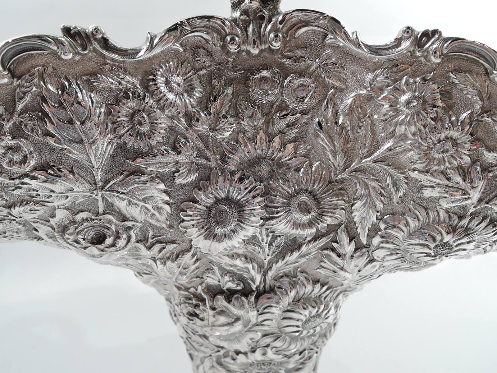 Antique Baltimore Repousse Sterling Silver Flower Basket by Stieff 2
