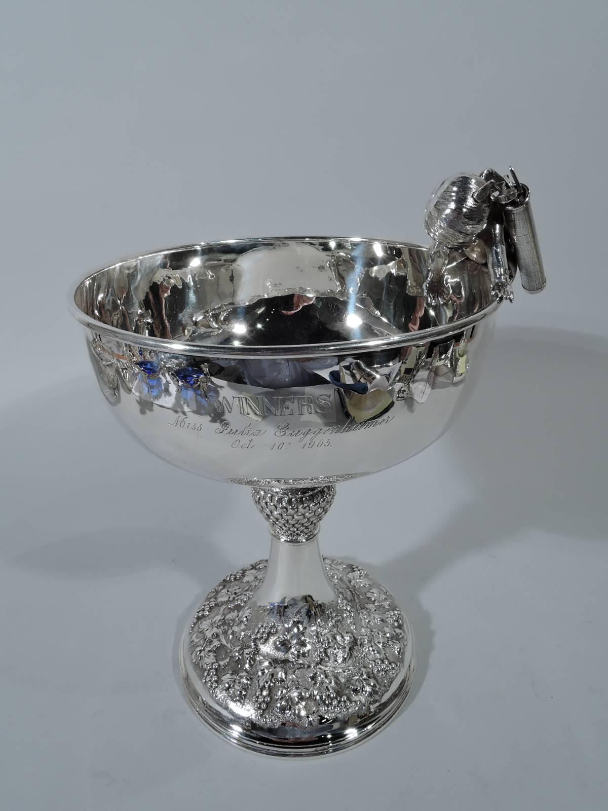 Edwardian Antique Baltimore Sterling Silver Golf Trophy with Cherubic Caddy