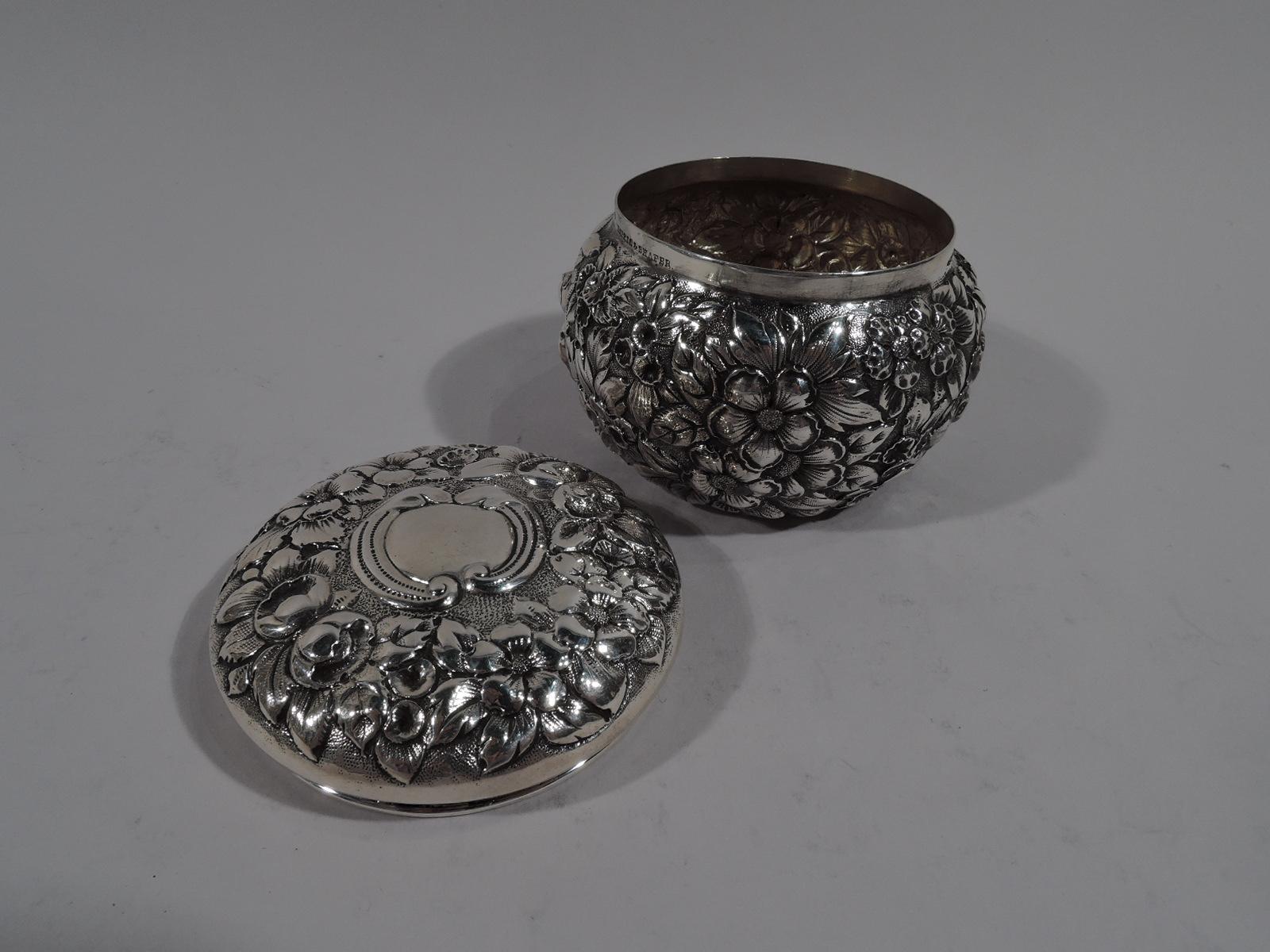Victorian Antique Baltimore-Style Repousse Sterling Silver Trinket Box