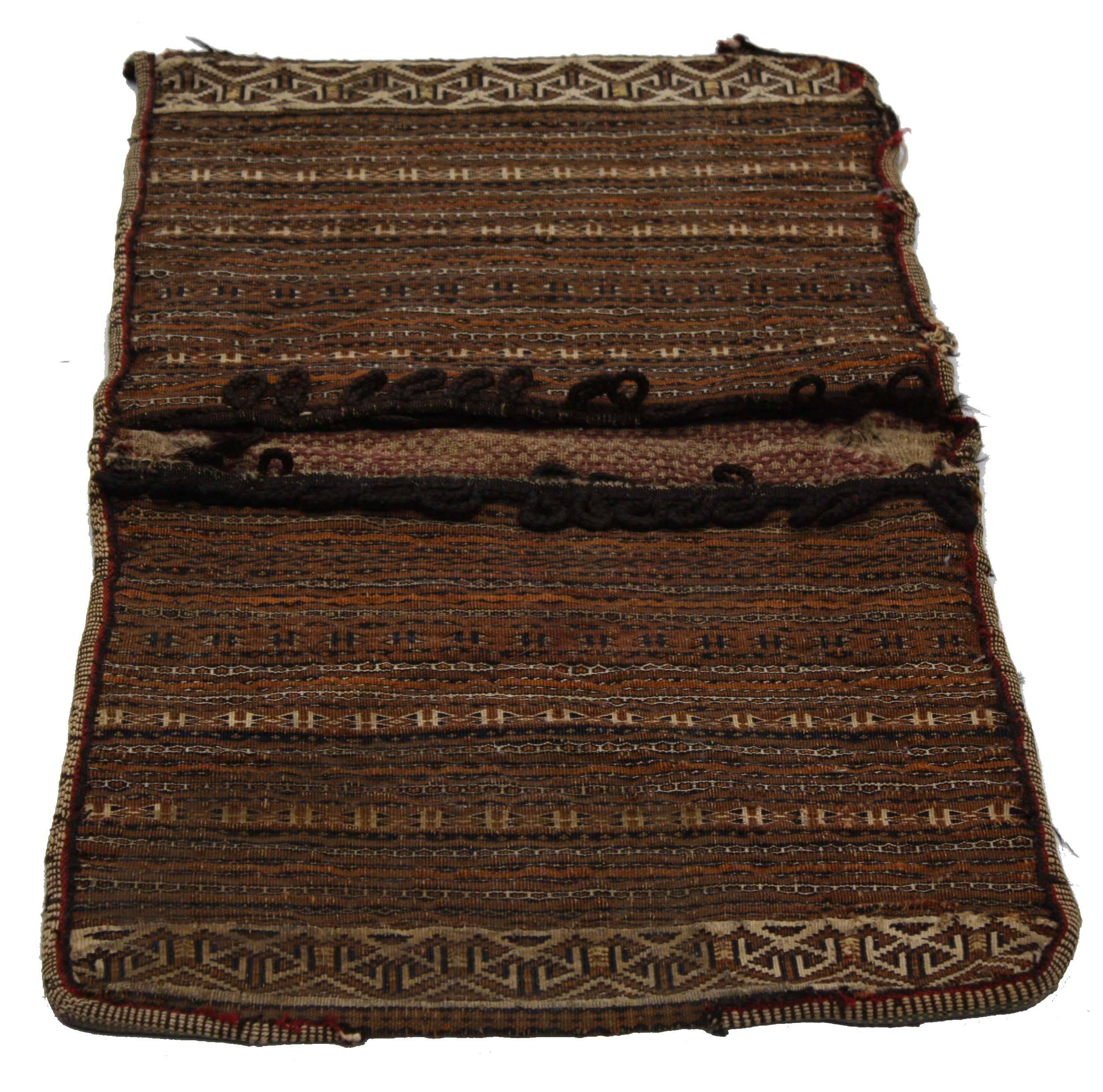 Hand-Knotted Antique Baluch Bagface, Saddlebag, Afghan Rug, Textile Art, Tribal Wall Hanging For Sale