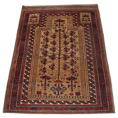 Antique Baluch camel ground prayer rug, late 19th century.