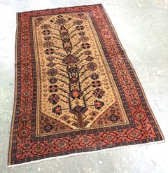 Antique Baluch Ferdows Region Rug, Camel Ground Tree Design, Late 19th Century