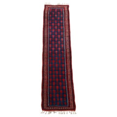 Antique Baluch Oriental Wool Rug Runner, Circa 1930