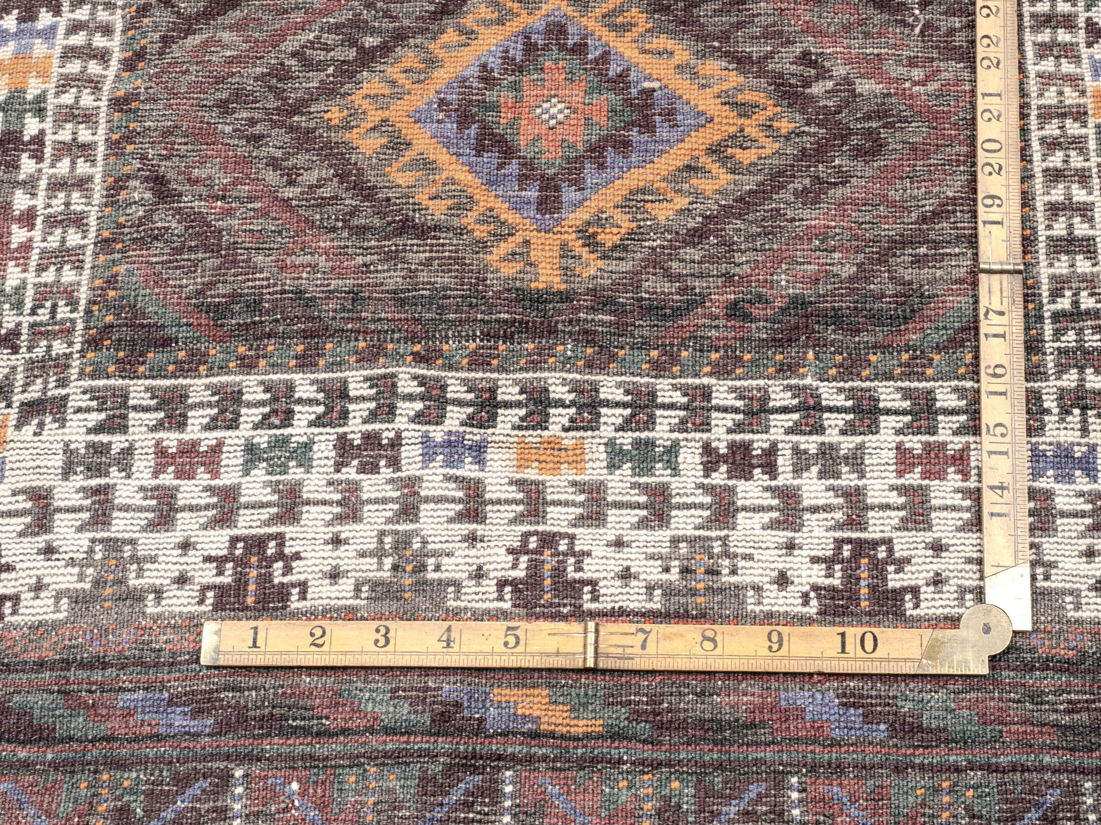 Antico tappeto afghano persiano Baluch C1920 - 7' x 3'8