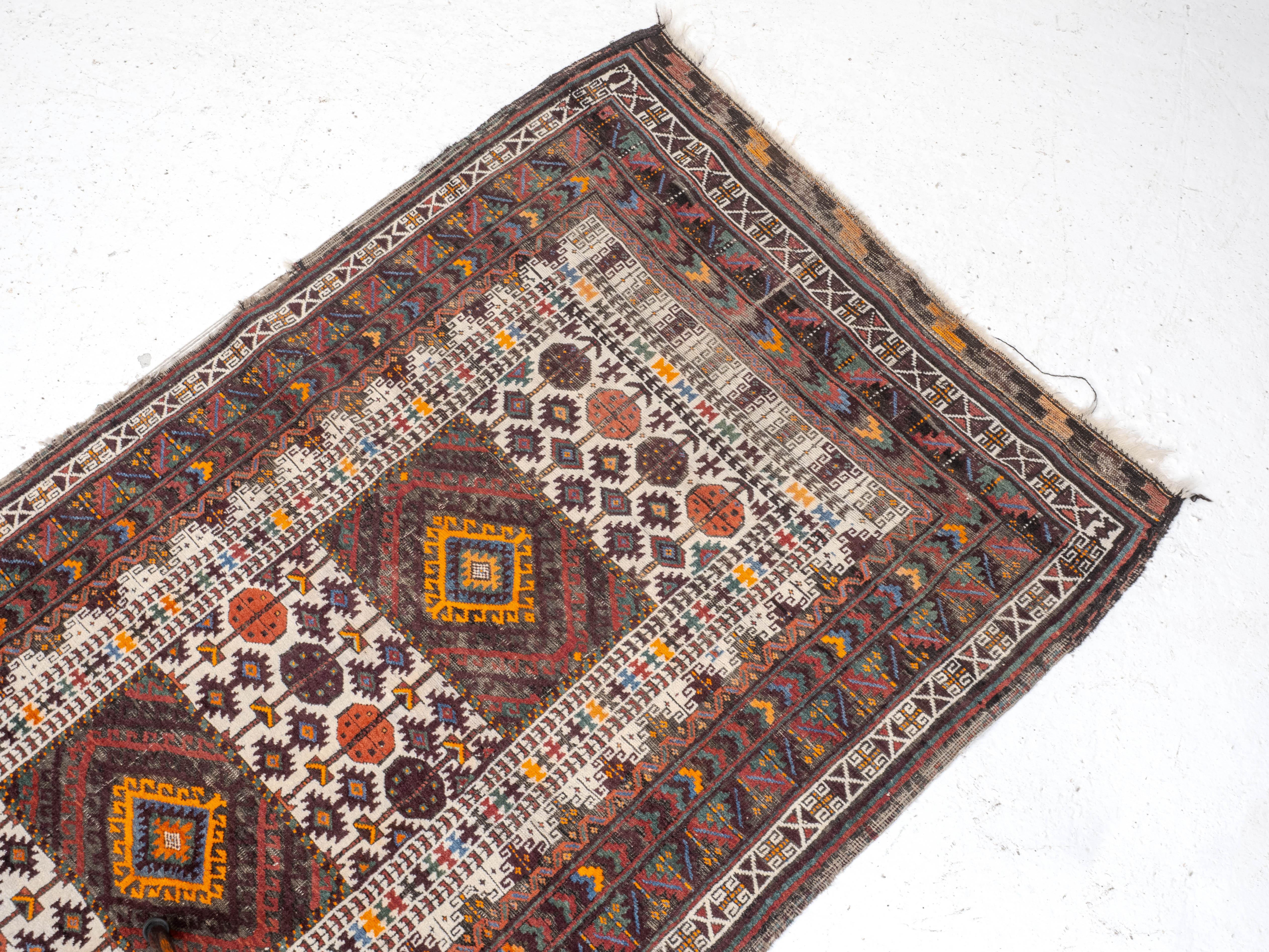XX secolo Antico tappeto afghano persiano Baluch C1920 - 7' x 3'8