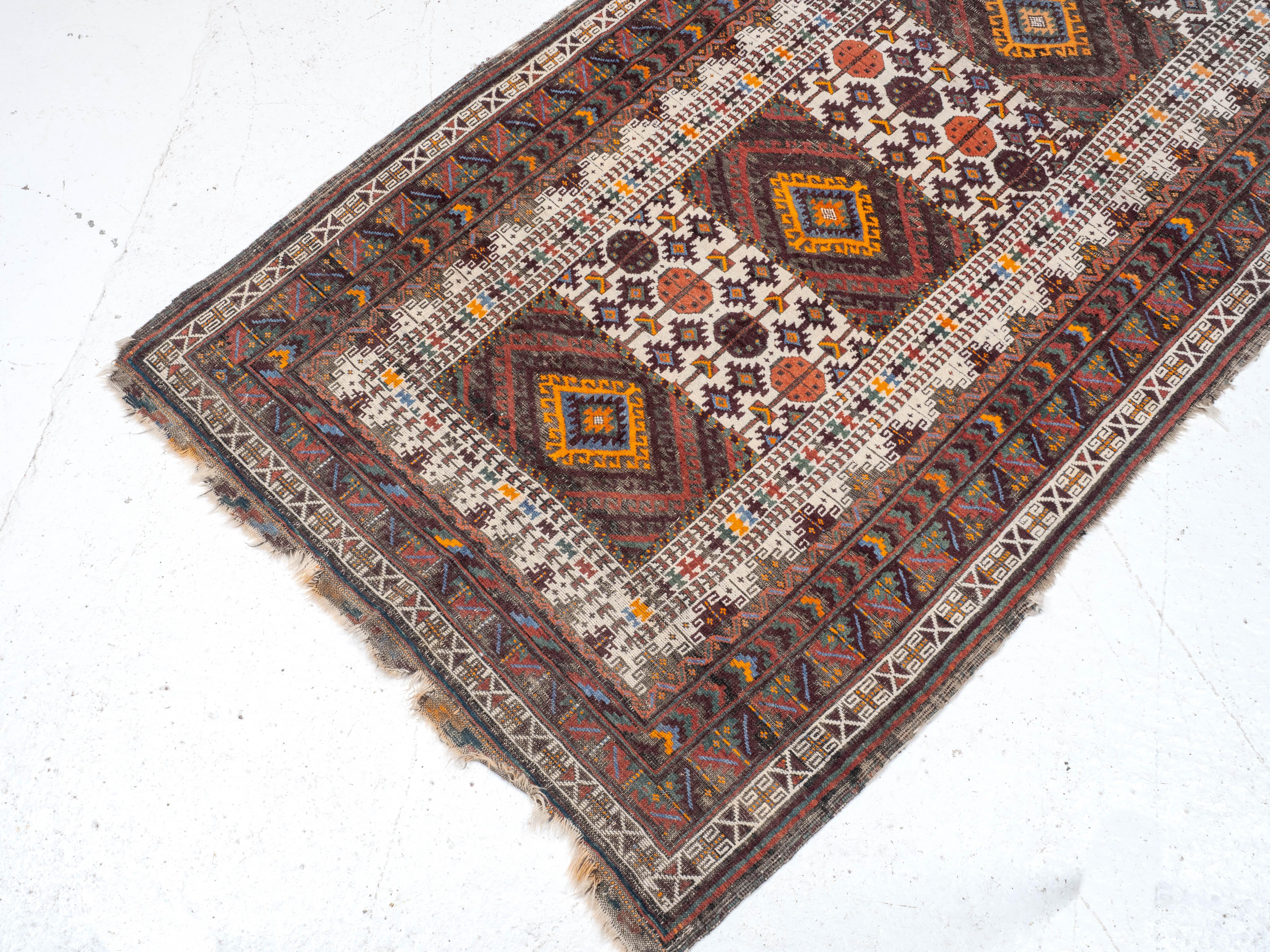 Lana Antico tappeto afghano persiano Baluch C1920 - 7' x 3'8