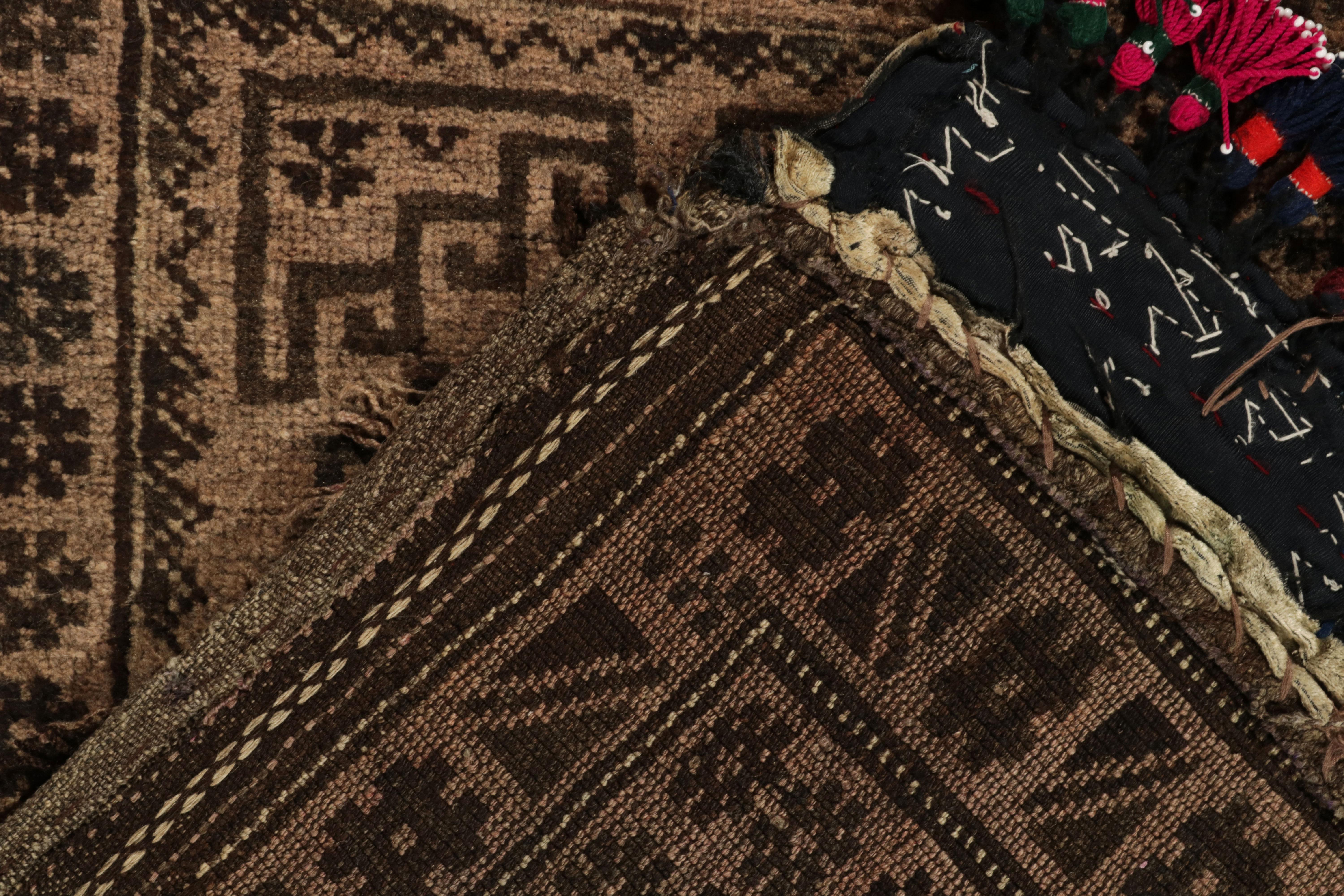 Early 20th Century Antique Baluch Persian Rug in Beige- Brown Geometric Pattern by Rug & Kilim For Sale