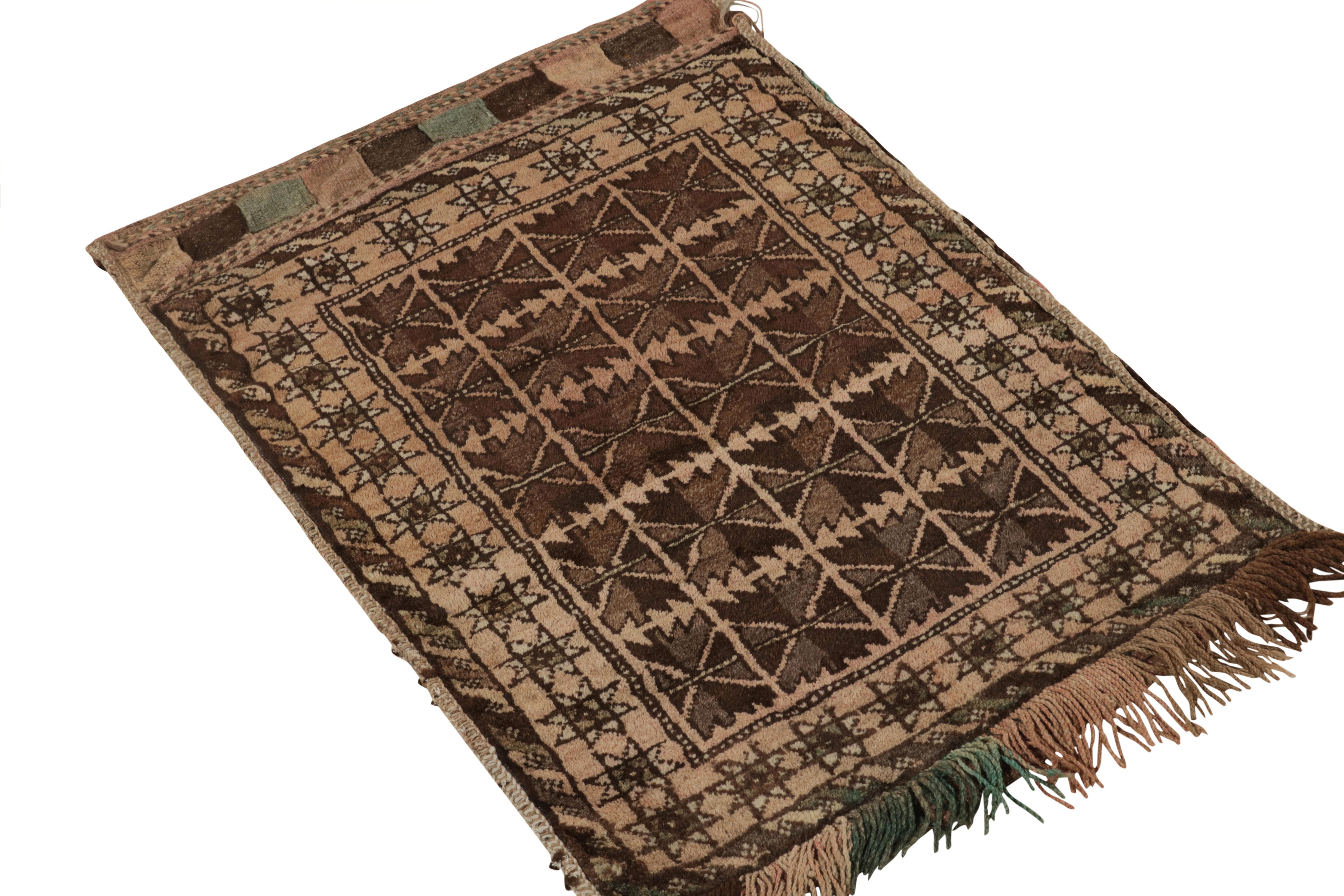 Tribal Antique Baluch Persian Rug in Beige-Brown Geometric Pattern by Rug & Kilim For Sale