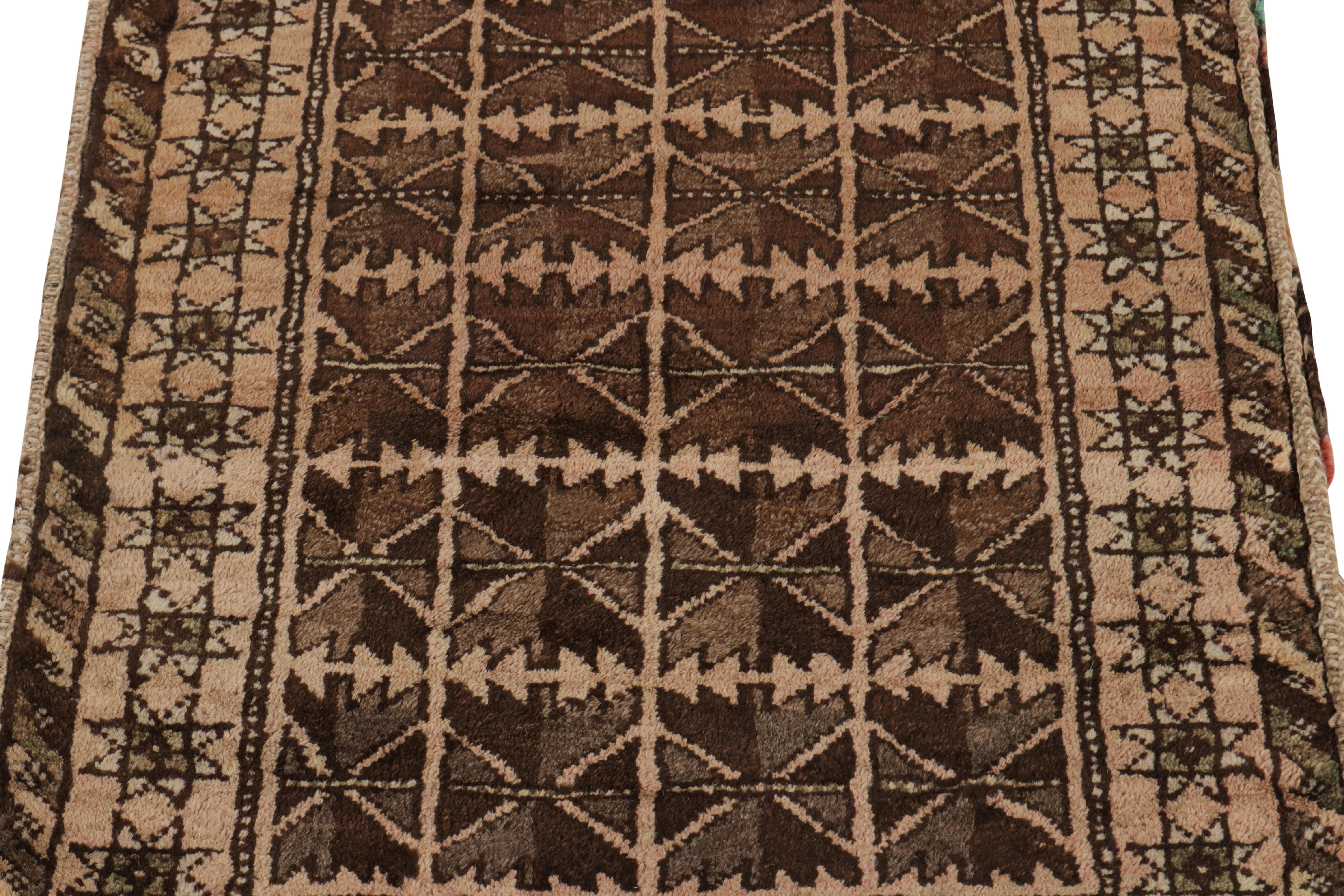 Pakistani Antique Baluch Persian Rug in Beige-Brown Geometric Pattern by Rug & Kilim For Sale