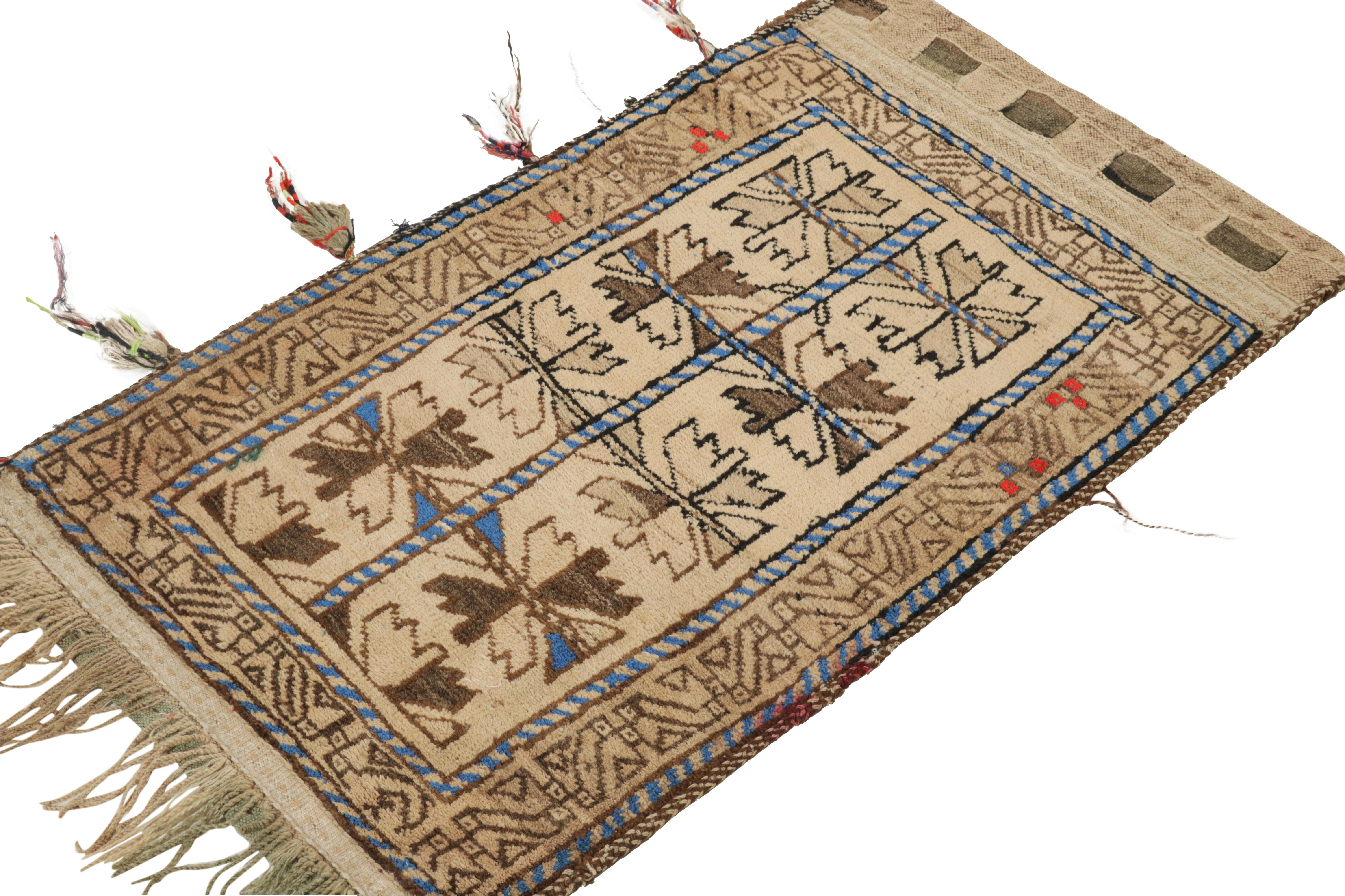 Tribal Antique Baluch Persian Rug in Brown, Beige Geometric Pattern by Rug & Kilim For Sale
