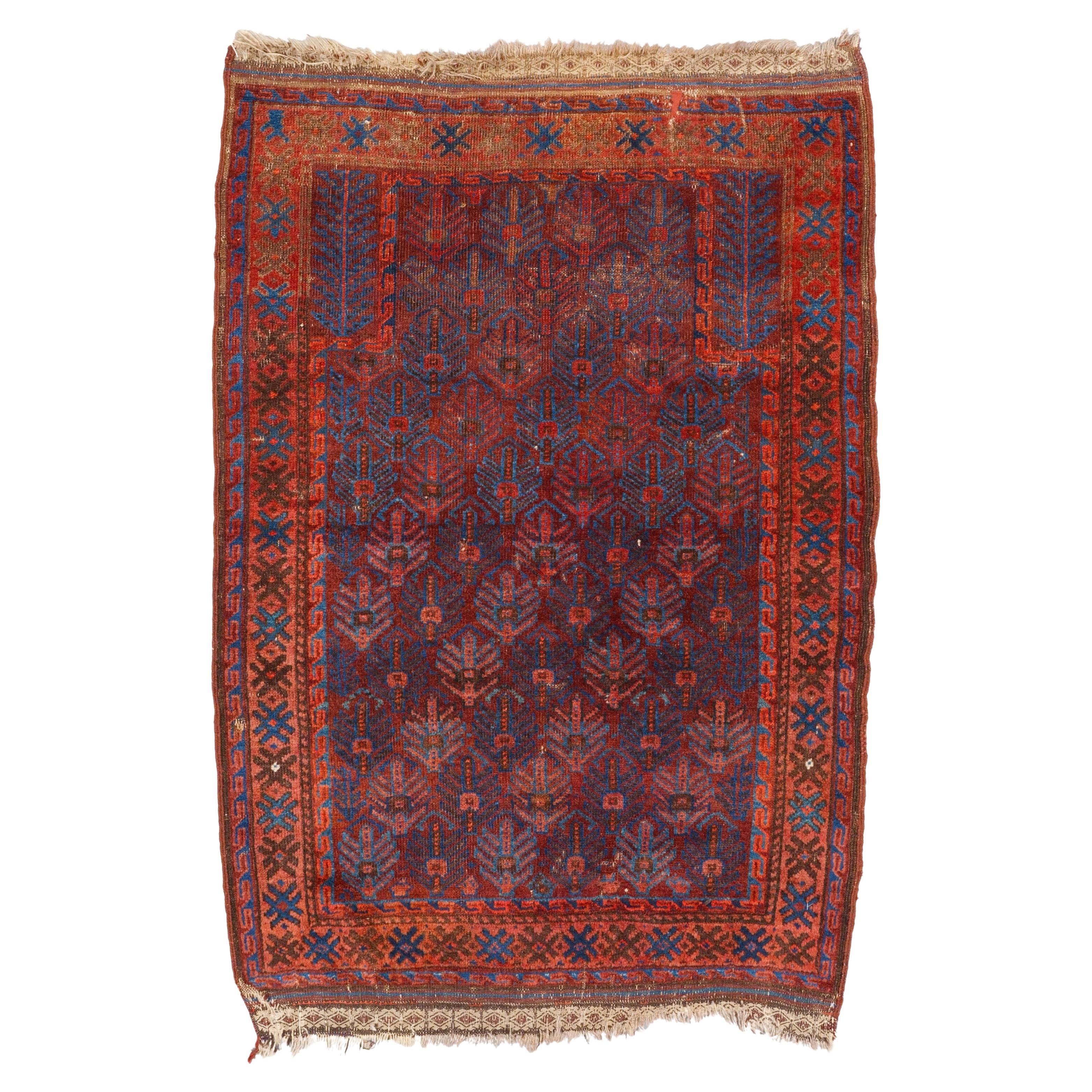Antique Baluch Prayer Rug - 19th Century Turkmen Baluch Prayer Rug, Antique Rug For Sale